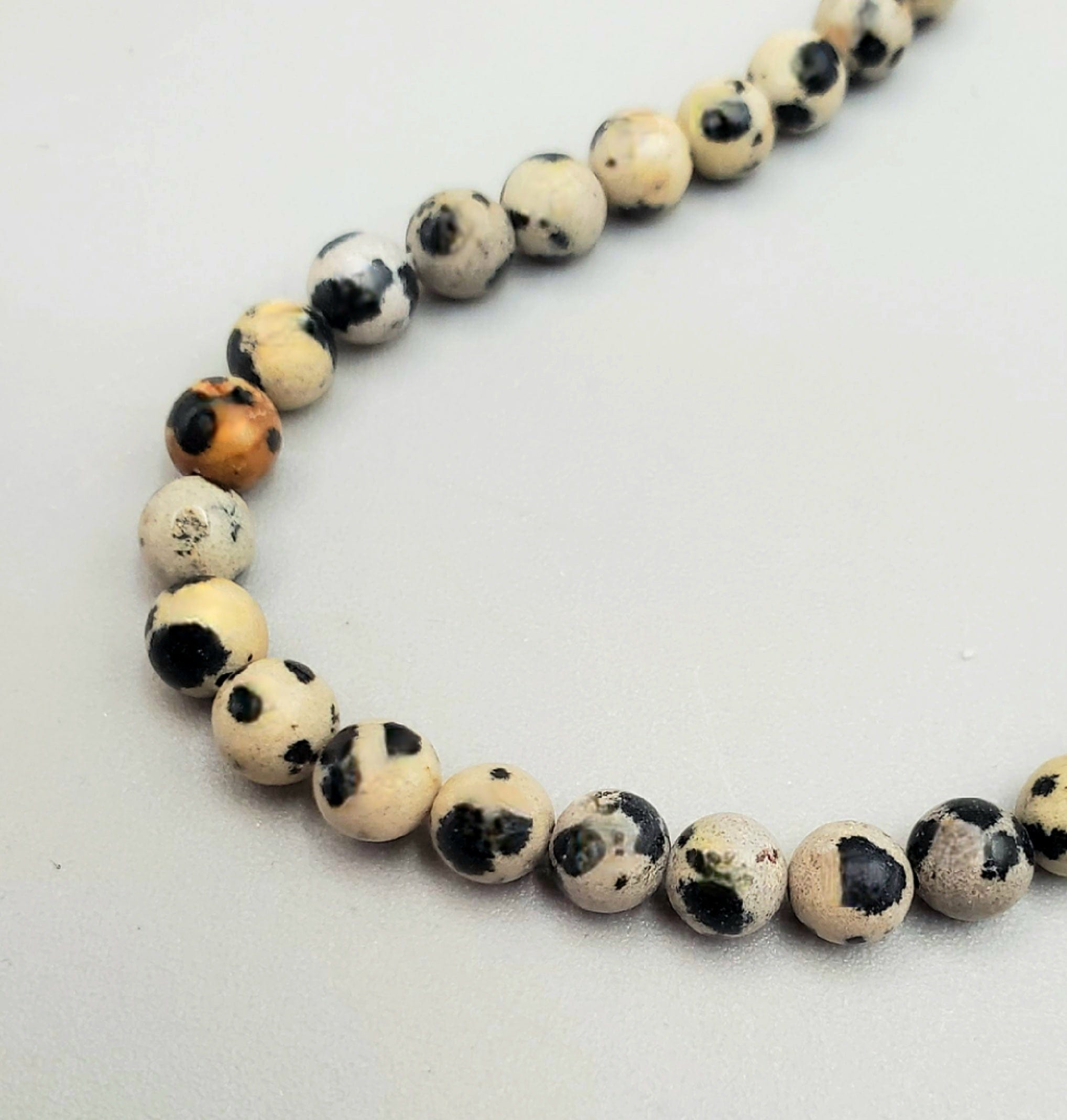 4mm Round Dalmatian Jasper Beads for Jewelry Making - Healing Stone Beads for Bracelets, Necklaces & DIY Crafts