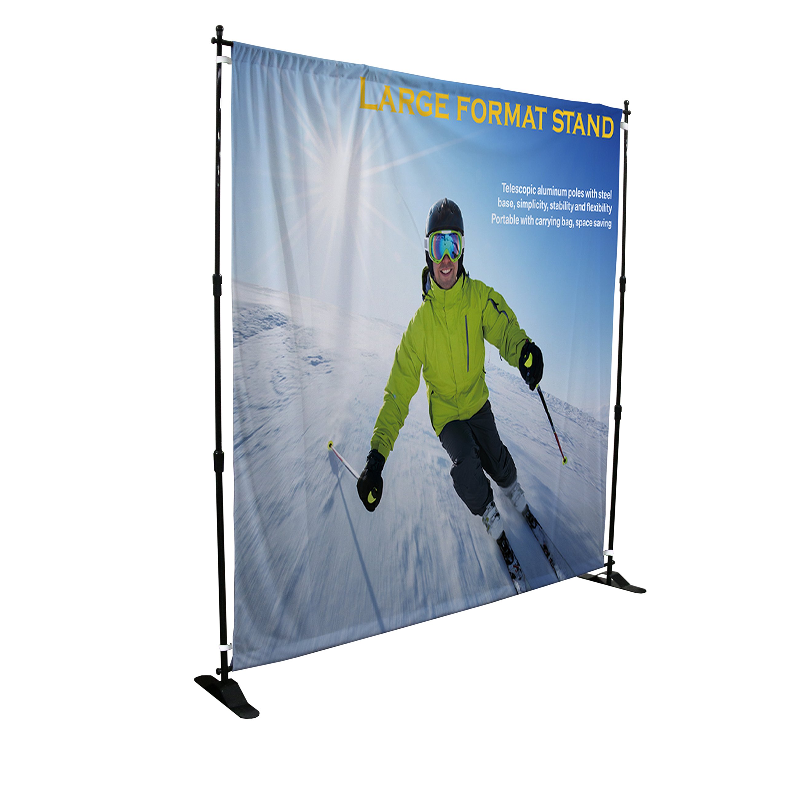 Adjustable Telescopic Banner Stand with Step and Repeat Backdrop - 8x8ft Custom Printed Trade Show Display for Events, Exhibitions & Photo Backgrounds | Portable Expanding Wall Exhibitor for Marketing & Branding