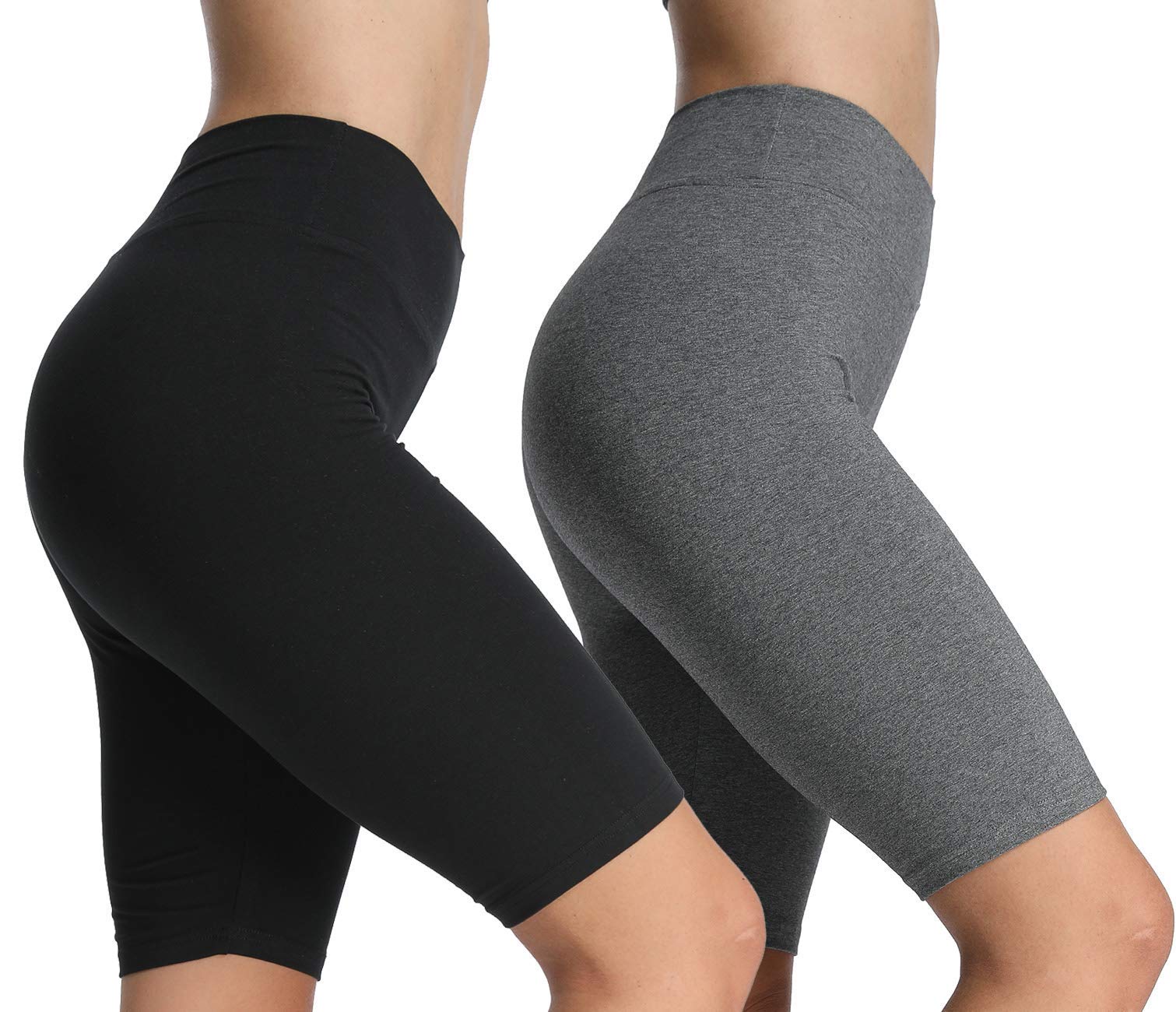 4HOW Women's High Waisted Biker Shorts - Anti Chafing Yoga Shorts with Pockets, Workout Running Cycling Underwear - Perfect for Gym, Lounge & Summer Activities