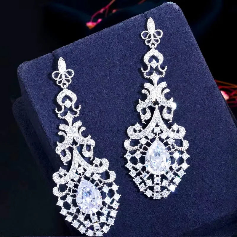 Charity Cubic Zirconia Bridal Earrings - Sterling Silver & Gold Plated Wedding Jewelry for Brides, Bridesmaids & Formal Occasions