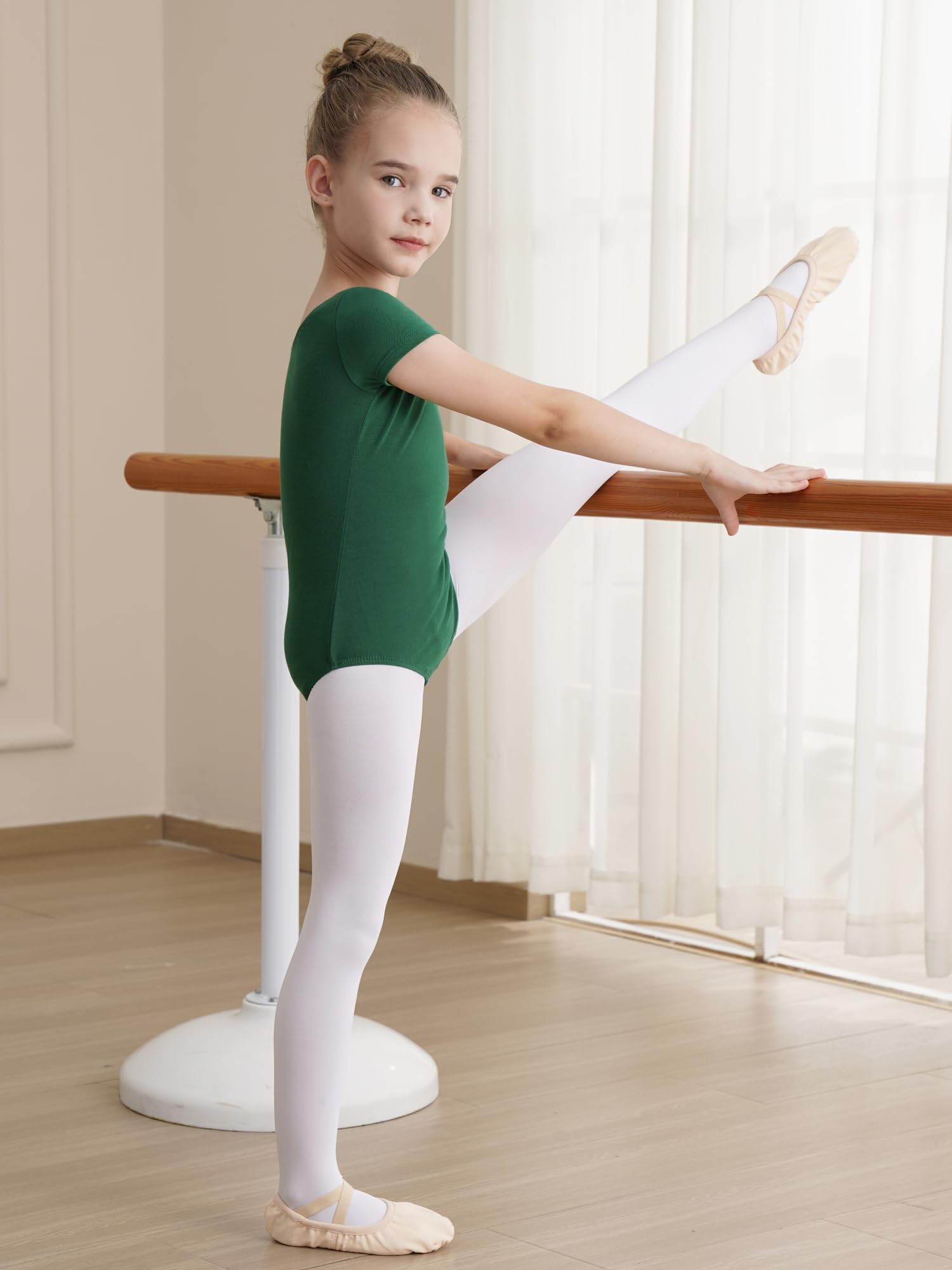 WEGETIT Girls Gymnastics Leotard - Classic Ballet Short Sleeve Dancewear for Kids - Perfect for Ballet Class, Gymnastics Practice & Dance Recitals