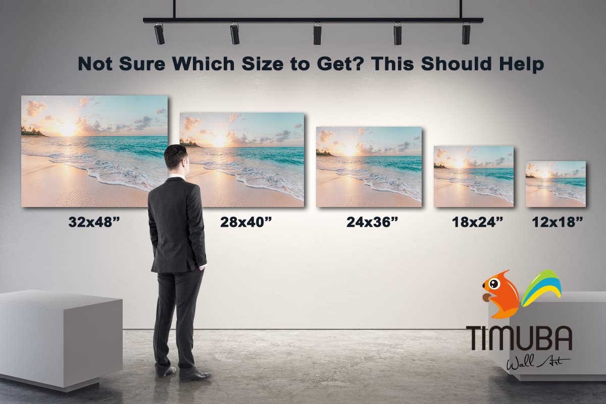 28x40 Inches Beach Themed Canvas Wall Art - Ocean Sunset Pictures for Bathroom & Living Room Decor | Coastal Wall Decor, Bathroom Wall Art, Modern Home Decoration | Perfect for Beach Houses, Spa Bathrooms & Coastal Living Rooms
