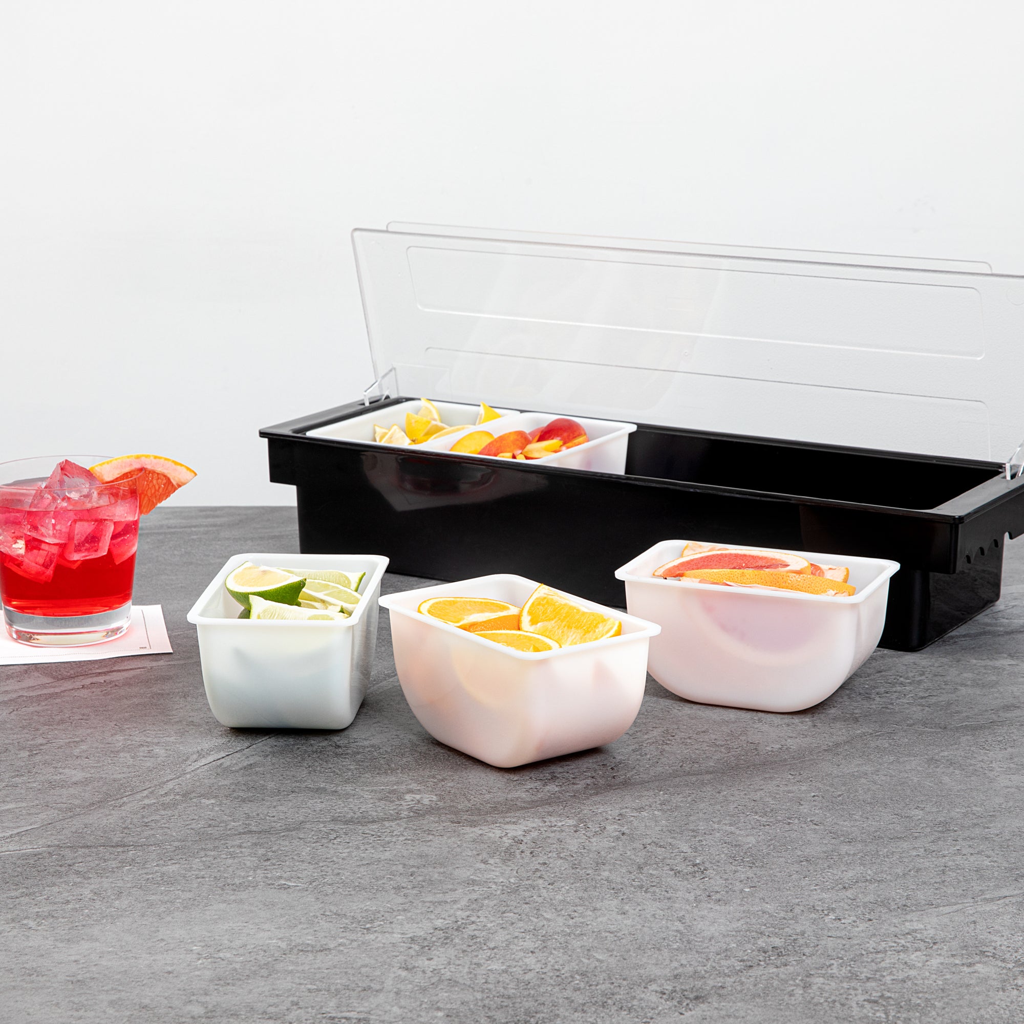 Bar Lux 1.25 Pint White Plastic Insert for 5-Compartment Condiment Caddy - 5-Pack | Perfect for Restaurants, Cafes & Home Kitchen Organization