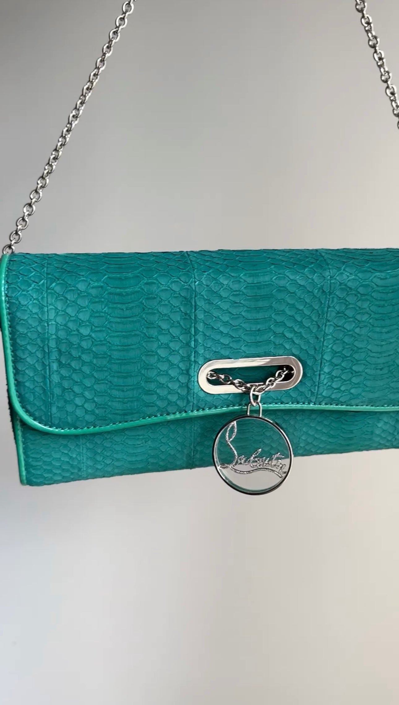 Christian Louboutin Green Exotic Riviera Clutch Bag - Luxury Designer Handbag for Women - Perfect for Evening Parties & Special Occasions