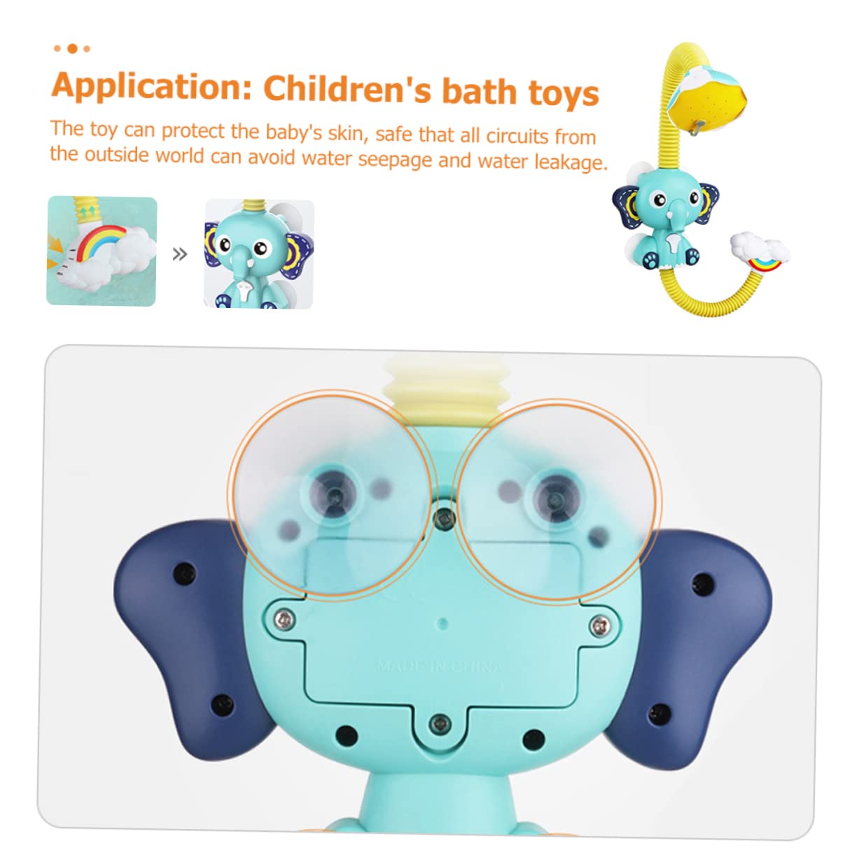FAVOMOTO 2-Pack Electric Elephant Bath Toys with Sprayer - Fun Shower Head for Kids, Water Play Toy for Bathtime & Pool Parties - BPA-Free Plastic Baby Bath Accessories