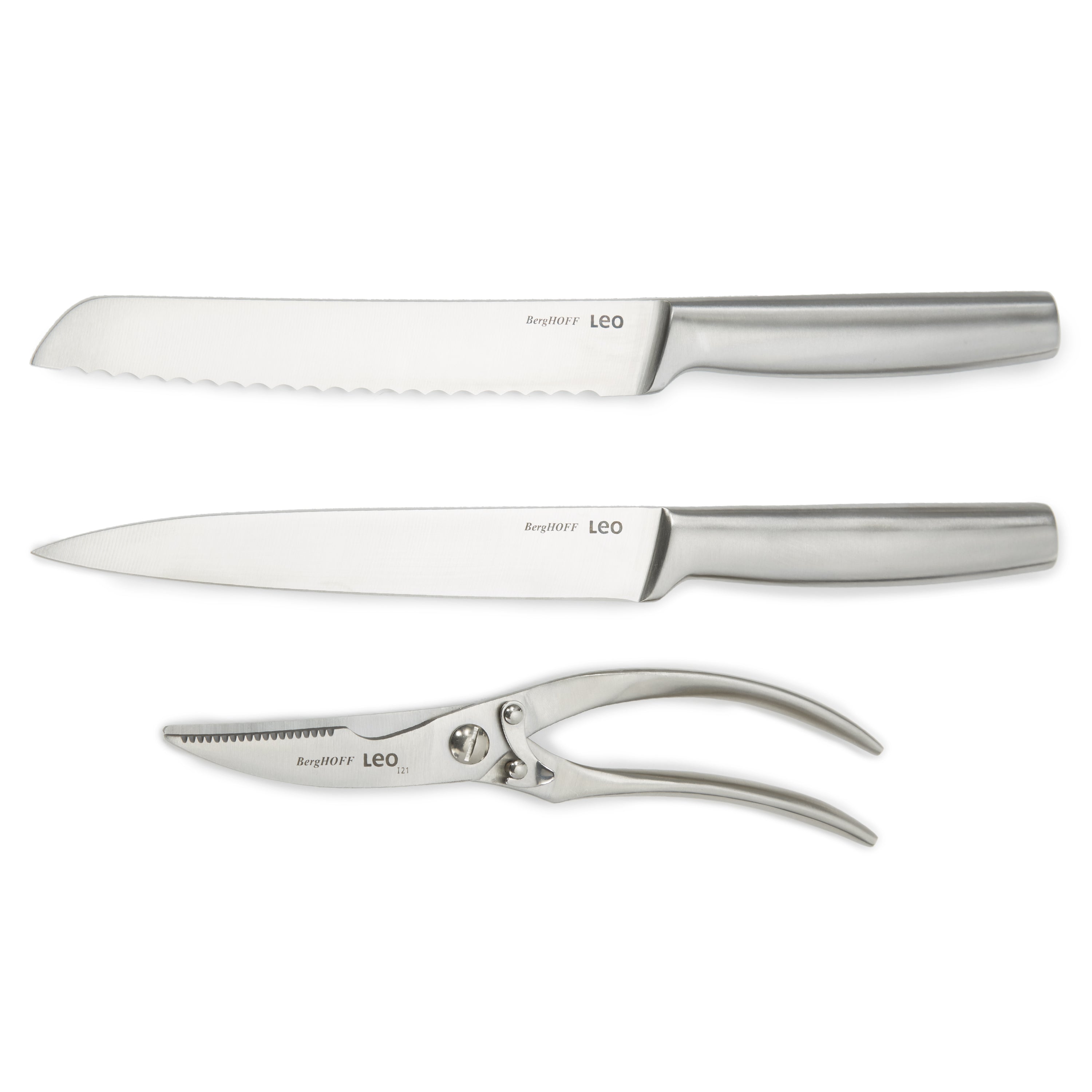 BergHOFF Leo Legacy 3-Piece Stainless Steel Cutlery Set - Knife, Fork & Spoon - Premium Dining Utensils for Home, Restaurant & Outdoor Use