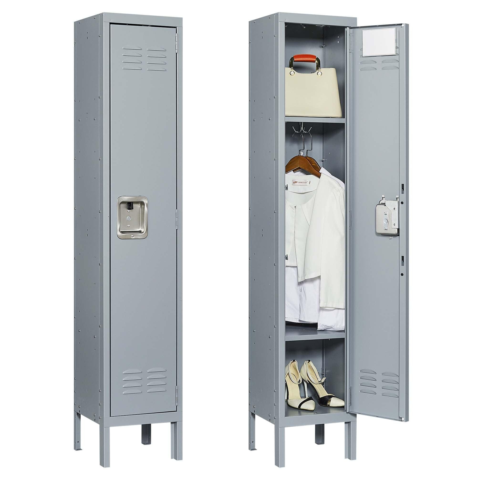 66H Heavy Duty Metal Lockers with Lock - Secure Storage Cabinet for Employees, Home Gym, Office, School & Garage - Durable Gray Steel Locker for Organization & Security