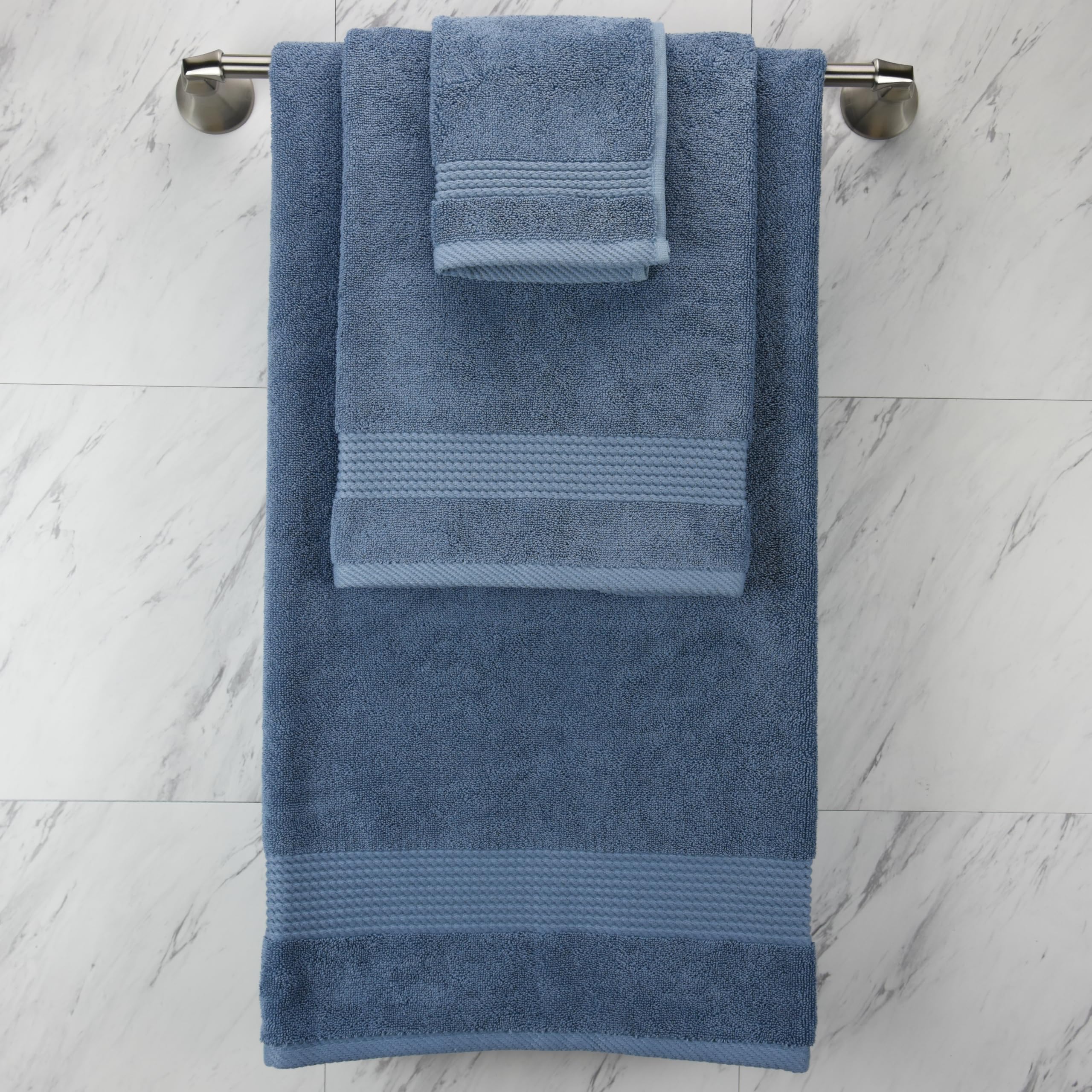 Premium 6-Piece Turkish Cotton Bath Towel Set - Ultra Soft & Highly Absorbent Luxury Bathroom Towels (1 Bath Towel, 1 Hand Towel, 4 Washcloths) - Navy Blue - Perfect for Spa, Hotel, and Home Use