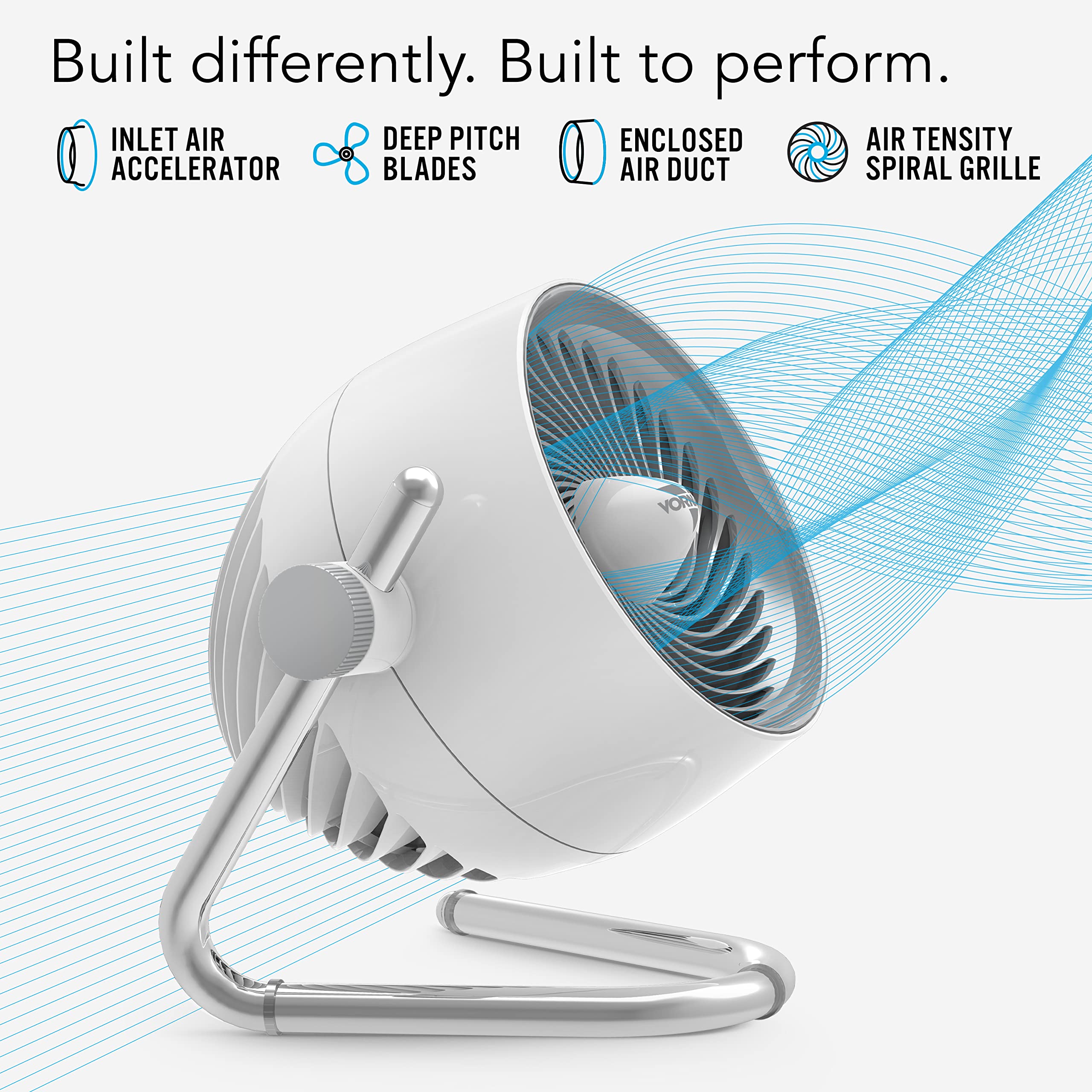 Vornado Pivot5 Whole Room Air Circulator Fan - Powerful & Quiet 3-Speed Desk Fan with Adjustable Tilt for Office, Bedroom, Dorm | Energy Efficient Cooling for Home & Workspaces | White