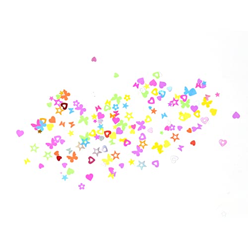Colorful Heart Star Butterfly Flower Shaped Glitter Flakes for Eyelash Extensions - 1.5g Lash Decorations | Perfect for DIY Nails, Makeup Art, Festival Body Glitter & Party Eye Makeup