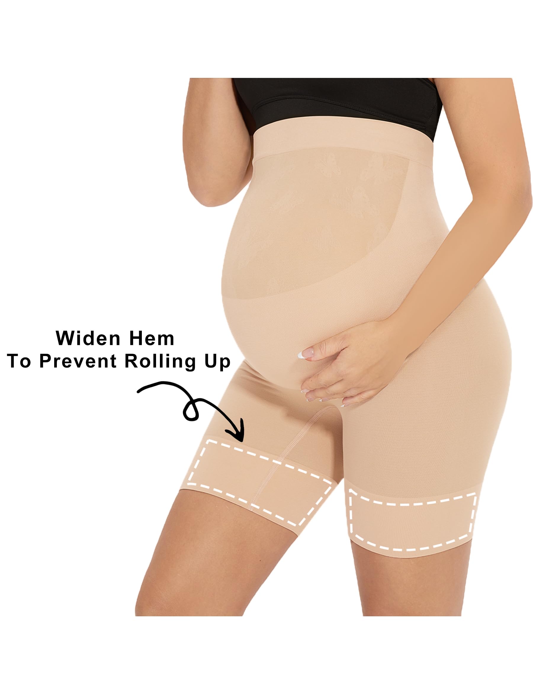 Narcissus Bump Proud Seamless Maternity Shapewear - Mid-Thigh Pregnancy Underwear for Comfort & Support | Perfect for Baby Showers, Maternity Photos & Everyday Wear