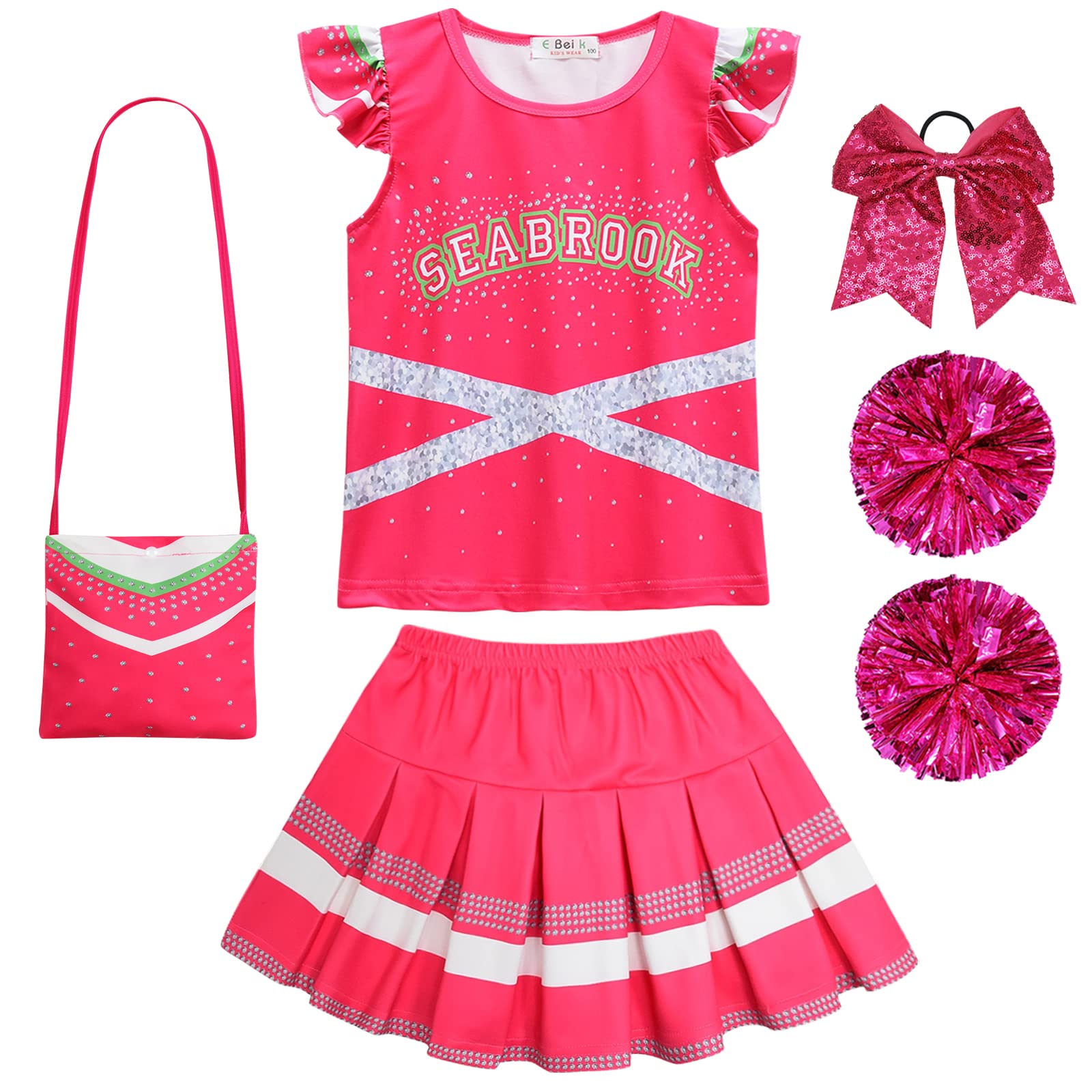 KLFFLGID Zombies Addison Cheerleader Costume for Girls - Seabrook Cheerleading Outfit, Zombies 3 Halloween Costume | Perfect for Halloween Parties, Cosplay & Disney Zombies Themed Events