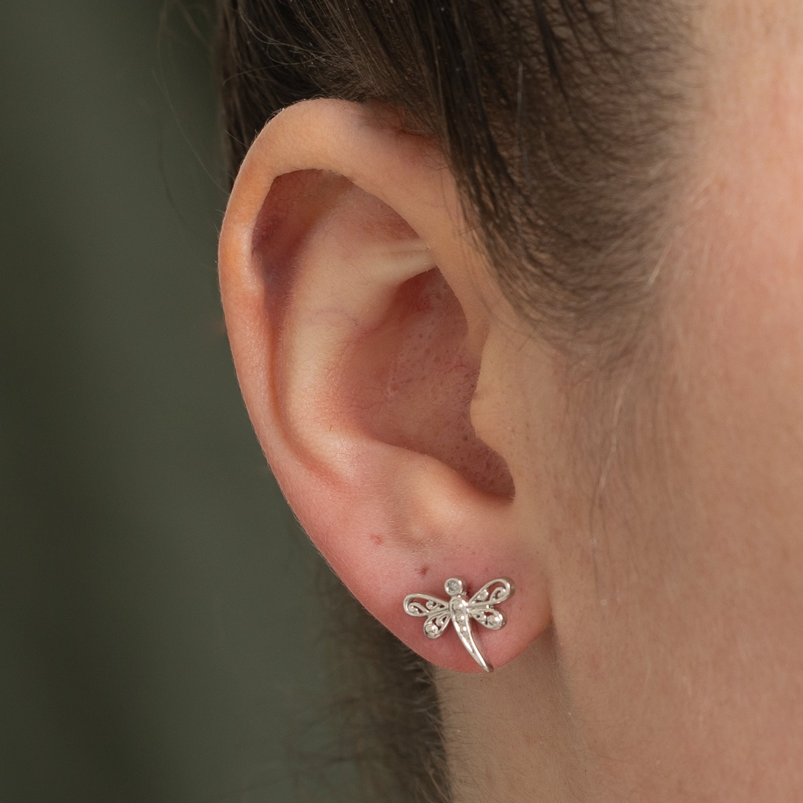 Diamond Dragonfly Stud Earrings - 0.02ctw Genuine Diamond Jewelry for Women | Perfect for Everyday Wear, Gifts & Special Occasions
