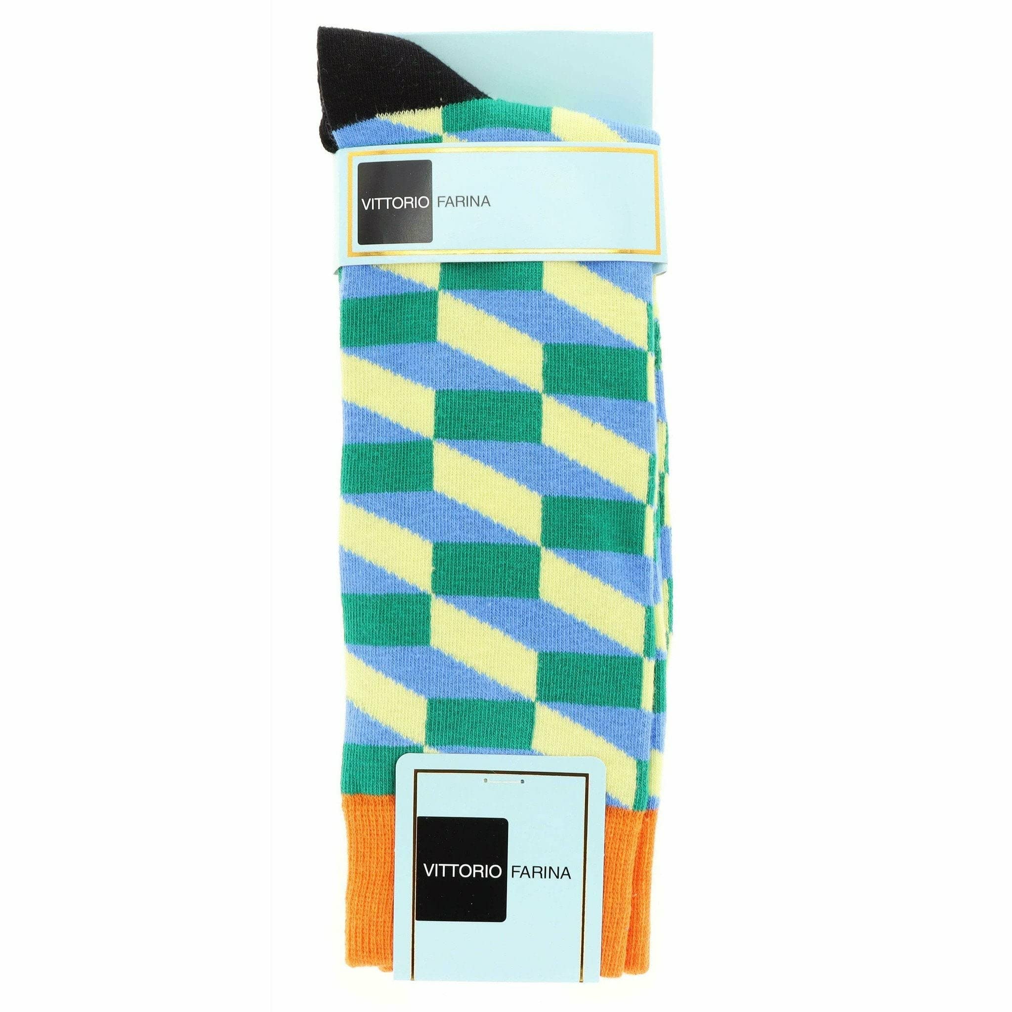 Colorful Checker Socks for Men - 6 Pack Orange Blue Yellow Striped Casual Socks (SAB 213) - Perfect for Everyday Wear, Sports & Fashion Outfits