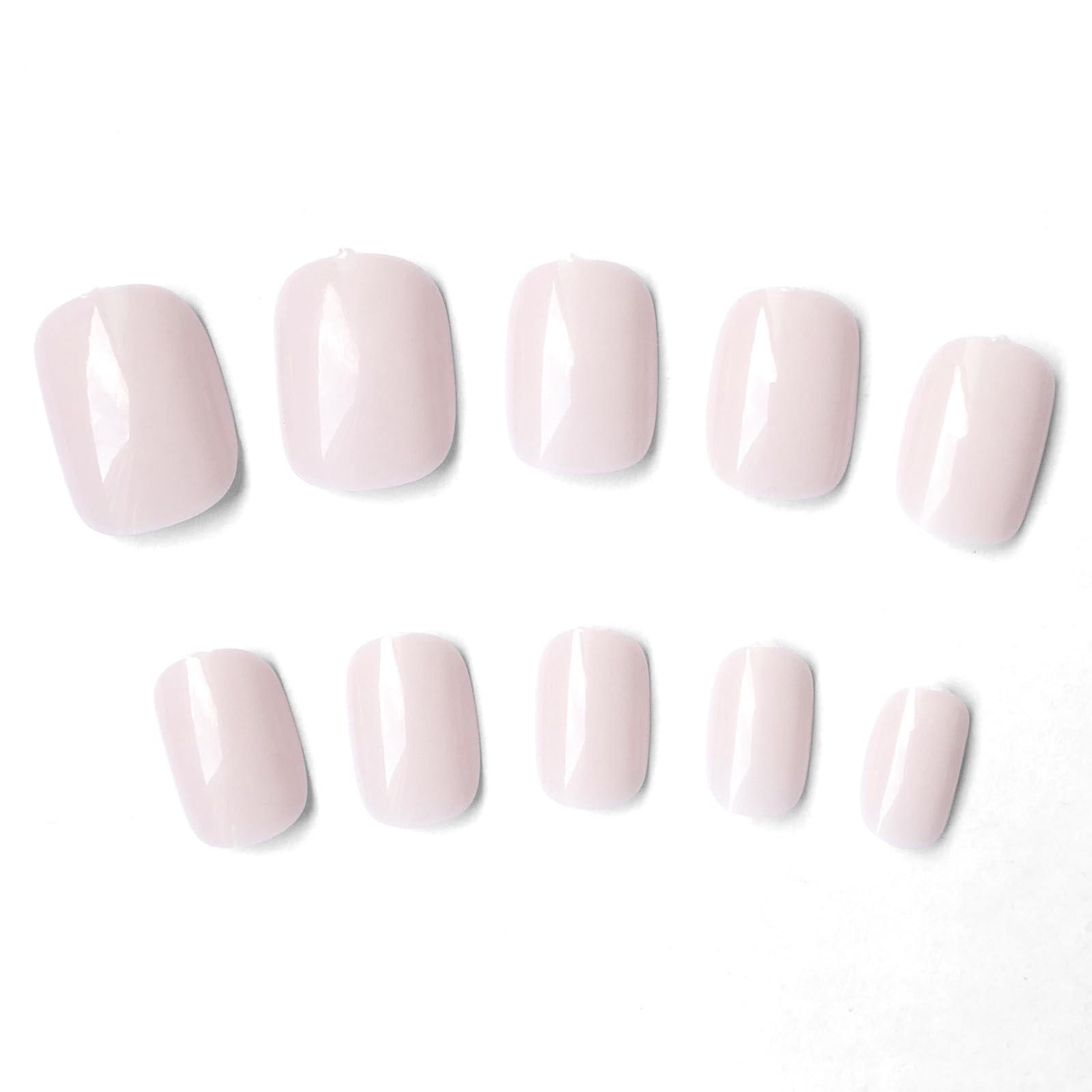 AddFavor Short Press on Nails - 240pcs Glossy Full Cover Acrylic Fake Nails Kit for Women (Light Pink) with Sticky Tabs & Nail File - Square & Round Shapes | Perfect for Daily Wear, Parties, Weddings & Special Occasions
