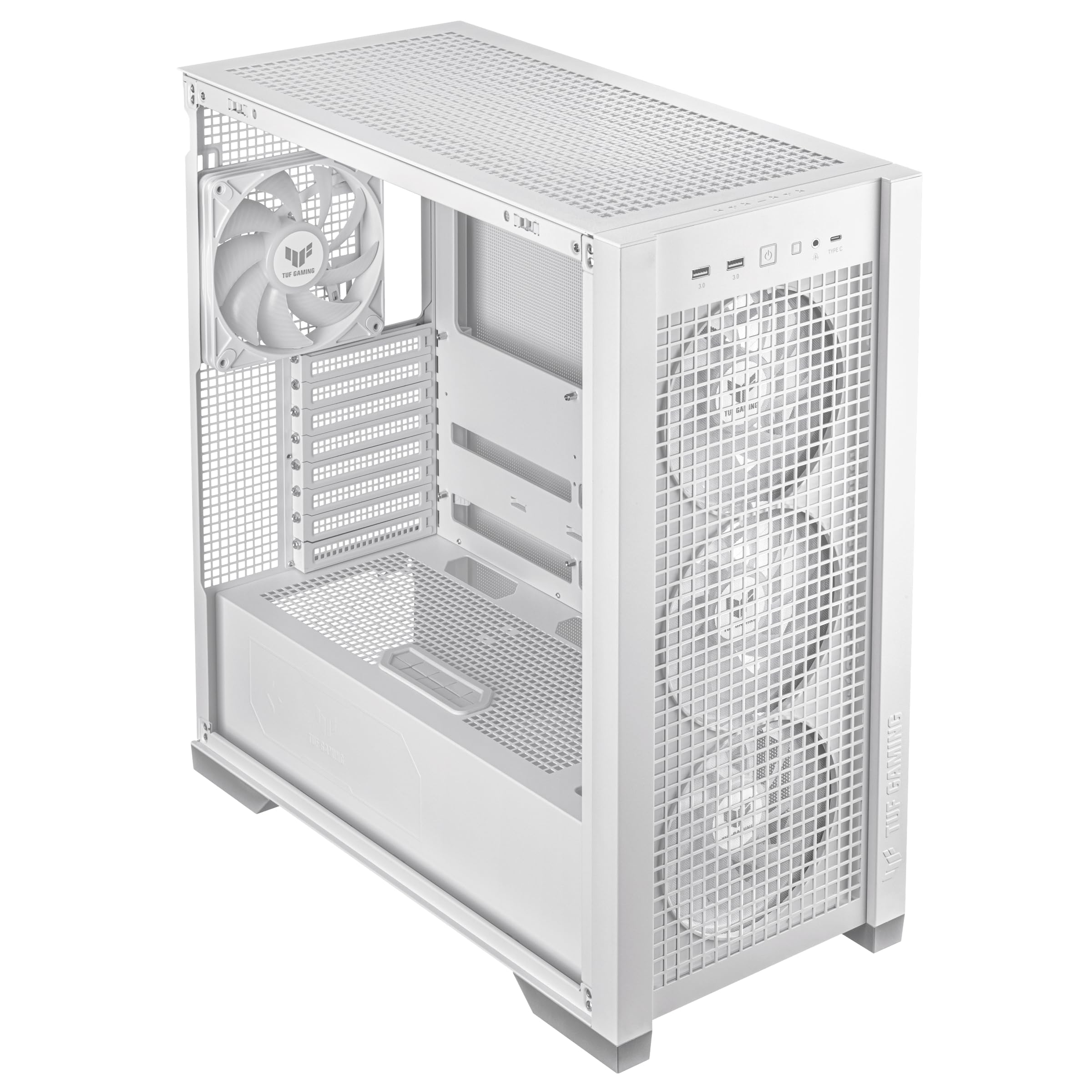 ASUS TUF Gaming GT302 ARGB White Edition ATX Mid-Tower PC Case - 4x 140mm ARGB Fans for Optimal Airflow & Cooling, Interchangeable & Detachable Panels, Hidden-Connector MB Support - Perfect for Gaming Rigs & High-Performance PC Builds