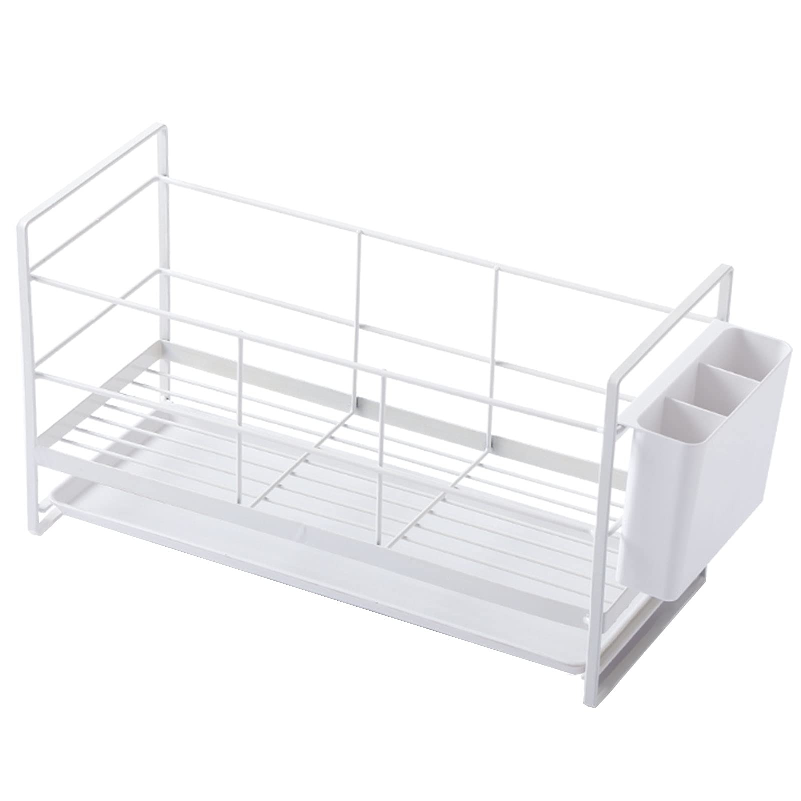 Homtoozhii Stainless Steel Dish Drying Rack with Removable Drain Board - Multifunctional Kitchen Organizer with Utensil Holder & Chopsticks Barrel - Space Saving Countertop Storage for Dishes, Cups & Cookware - Perfect for Small Kitchens, Apartments & RV Use