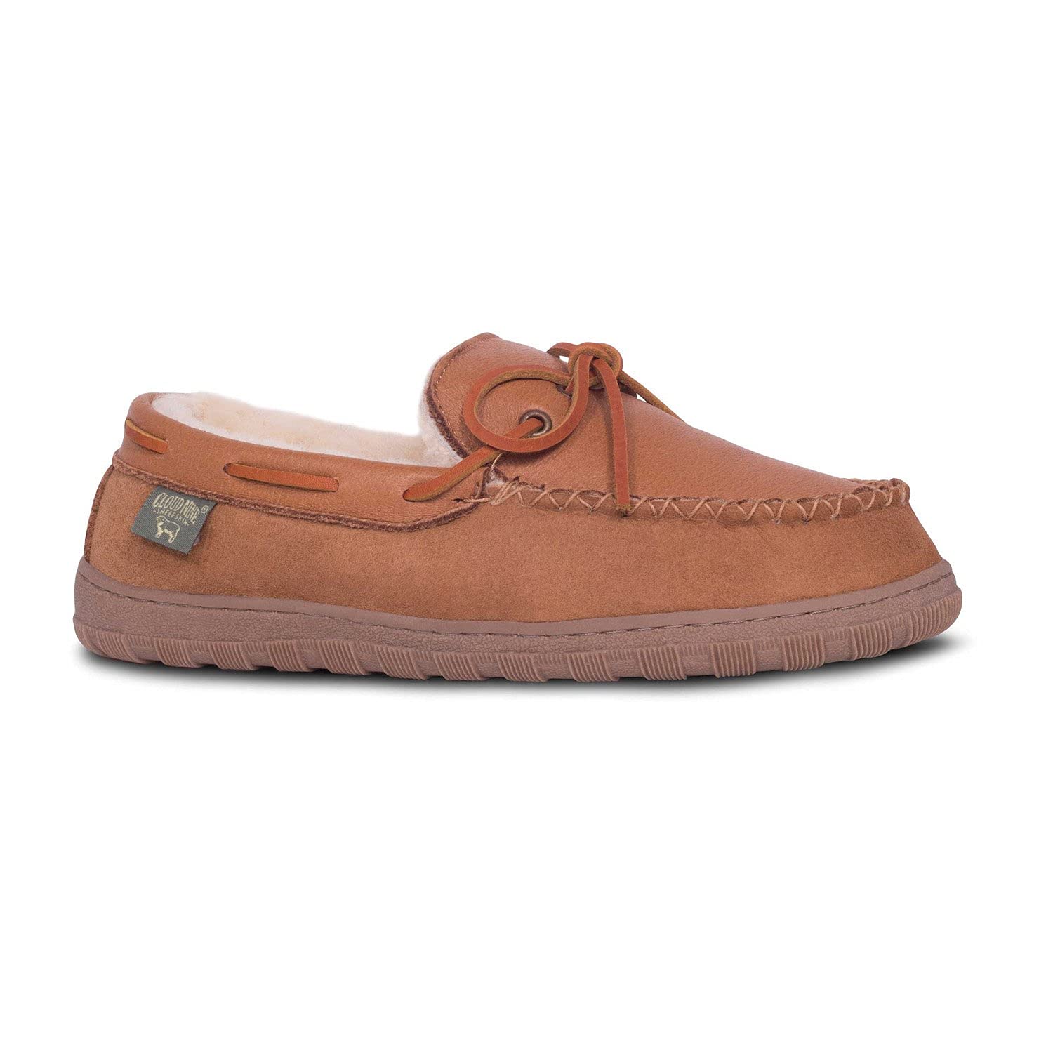 Men's Genuine Sheepskin & Cowhide Suede Moccasin Slippers - Indoor/Outdoor Comfortable Chestnut Brown House Shoes for Relaxation, Lounging & Casual Wear