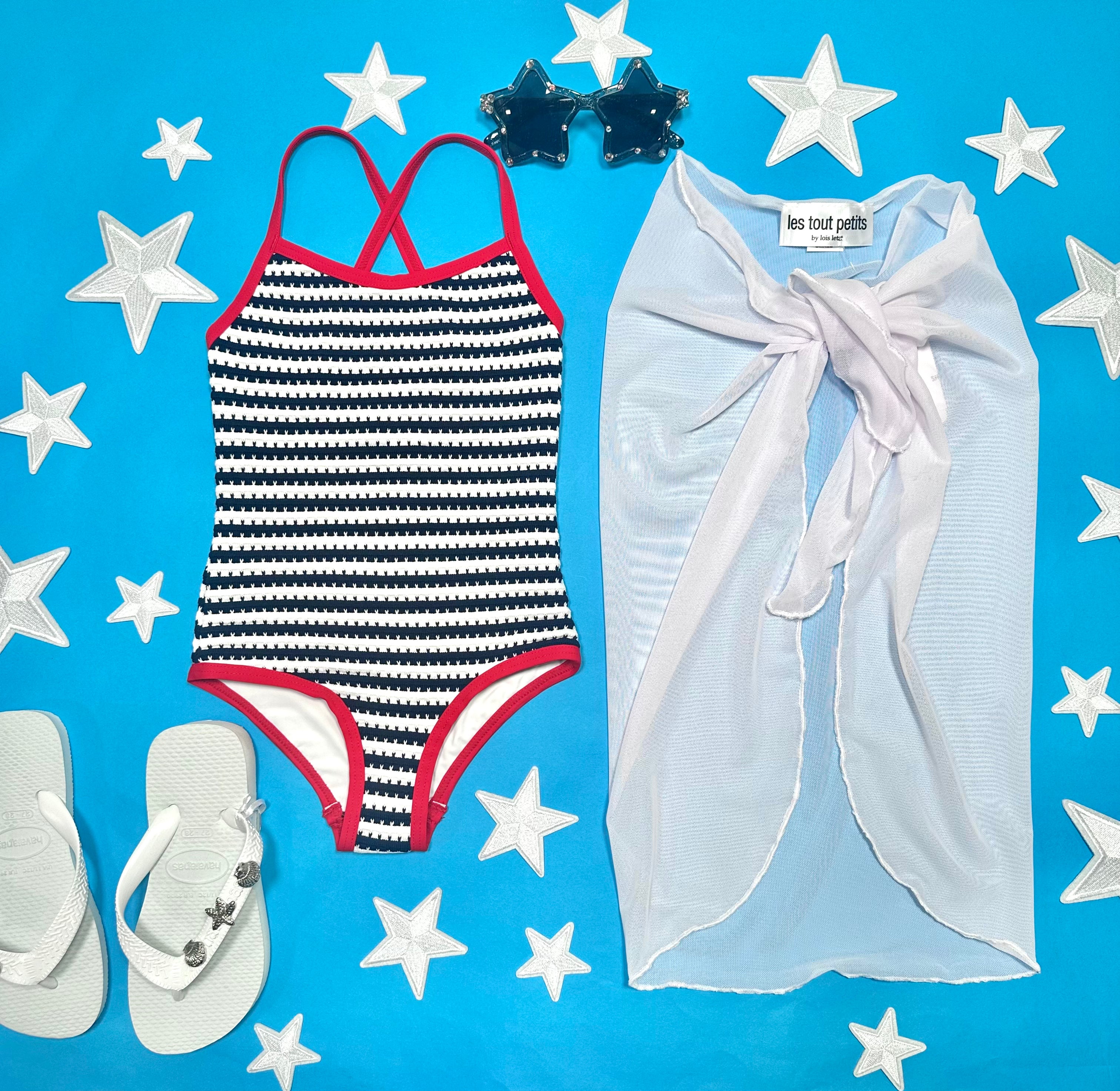 Little Julia Striped One-Piece Swimsuit for Women - Summer Beachwear, Pool Party & Vacation Swimwear