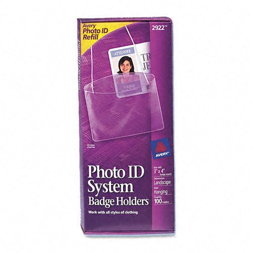 Avery Photo ID Badge Holder - Horizontal Convention Size with Lanyard - 2 Pack (200 Total) - Perfect for Conferences, Events, and Workplace Identification