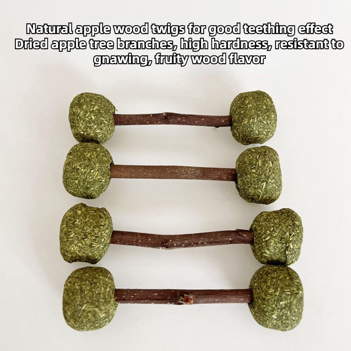 12PCS Natural Rabbit Chew Toys for Teeth - Apple Wood Sticks, Alfalfa Grass Balls & Molar Bars for Chinchillas, Guinea Pigs & Small Pets | Small Animal Dental Care & Stress Relief Toys for Cages, Playtime & Enrichment Activities