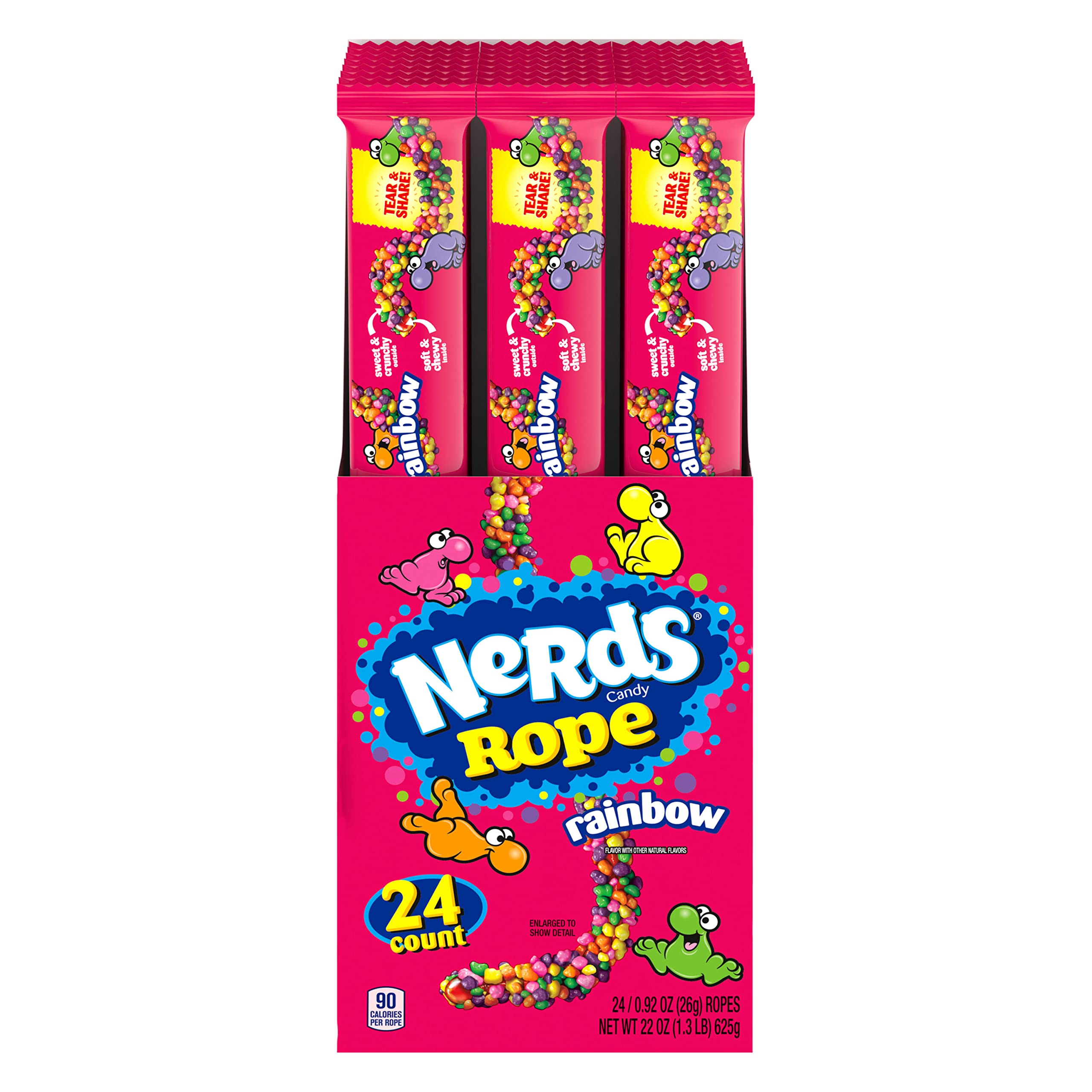 Nerds Rope Candy - Rainbow Flavored - 0.92oz (24 Pack) | Bulk Candy for Parties, Halloween Treats, Movie Snacks & Office Desserts