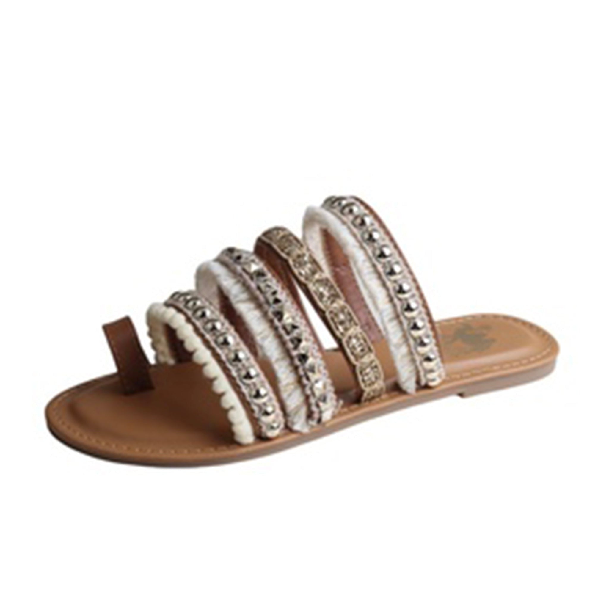 Boho Camel Champagne Sandals for Women - Comfortable Summer Beach Wedding Slides with Adjustable Straps | Perfect for Vacations, Parties & Outdoor Events