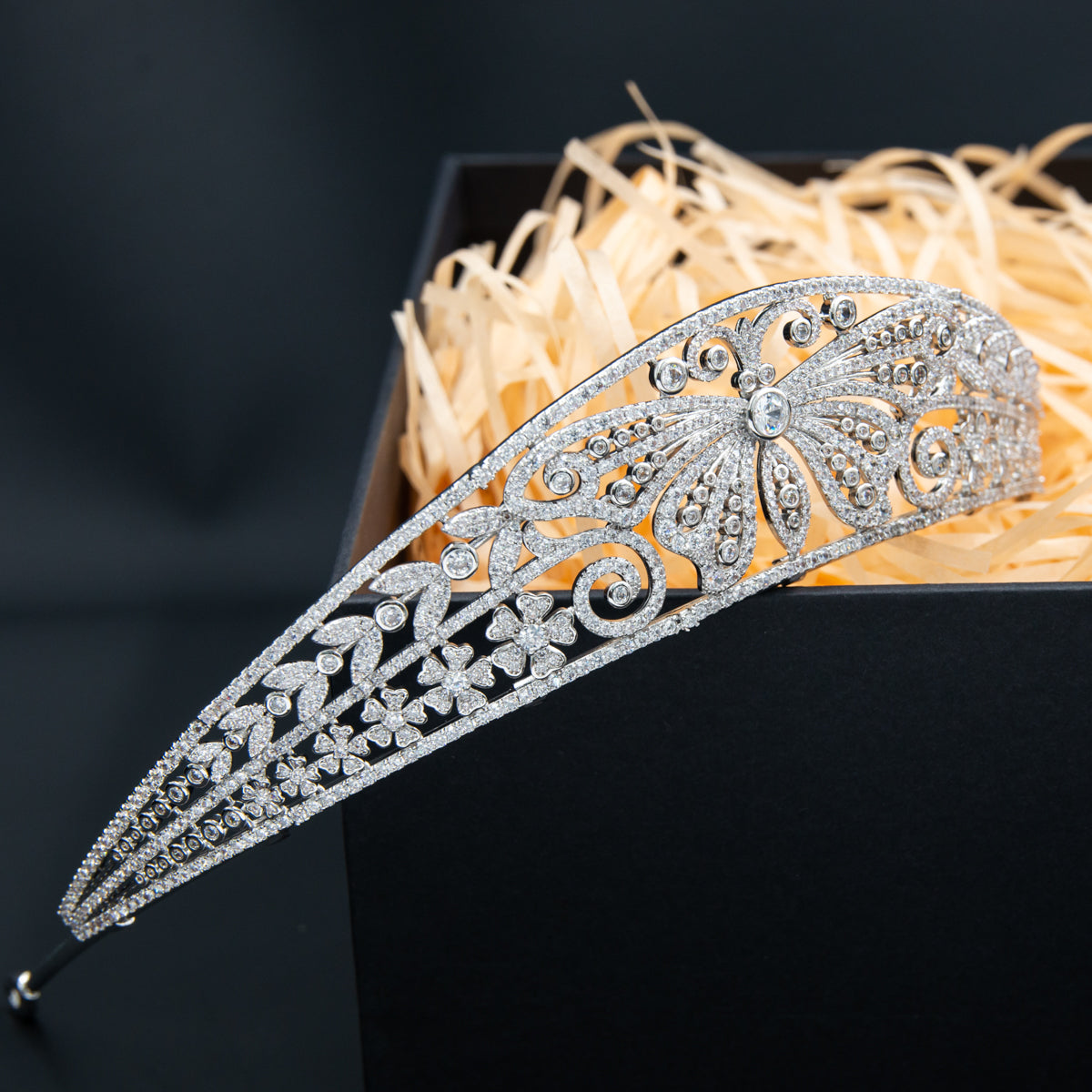 Elegant Cubic Zirconia Butterfly Royal Tiara for Wedding | Crystal Bridal Crown for Bride, Bridesmaids & Special Occasions | Perfect for Weddings, Prom, Pageants & Formal Events