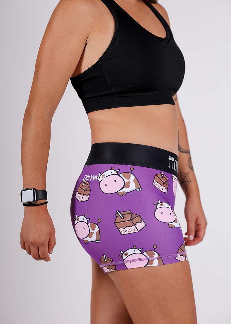 Women's High Waist 3-Pack Compression Shorts - Moisture Wicking Workout Leggings for Running, Yoga & Gym - Choccy Cows Brand Athletic Wear