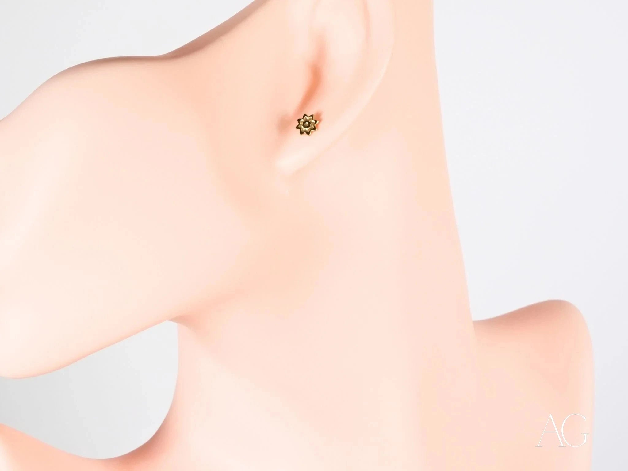 18K Gold Petile Stud Earrings - Dainty Floral Bloom Design for Women | Perfect for Weddings, Date Nights & Everyday Elegance
