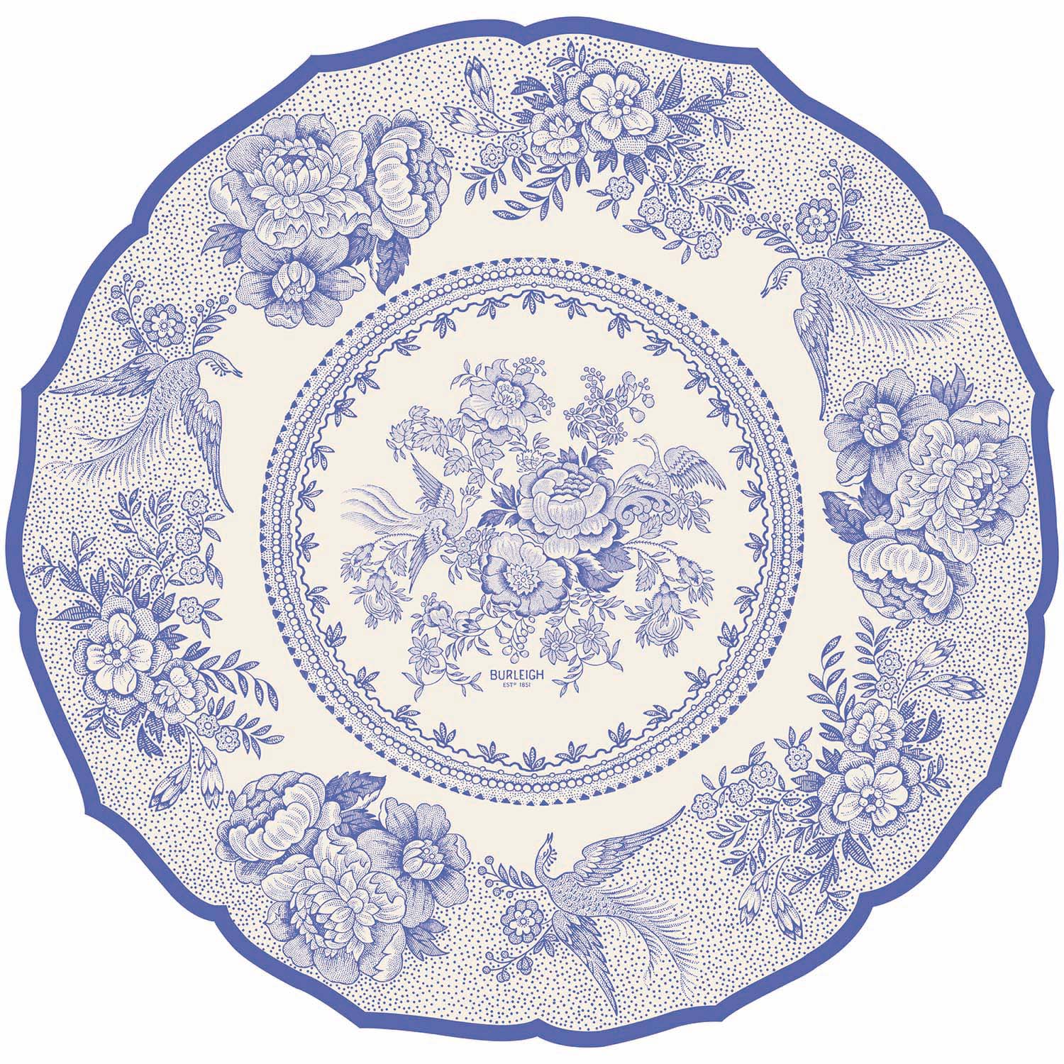 Blue Asiatic Pheasants Die-Cut Placemats - Elegant Table Decor for Dining, Parties & Home Decor | Set of 4 Waterproof Placemats for Everyday Use & Special Occasions