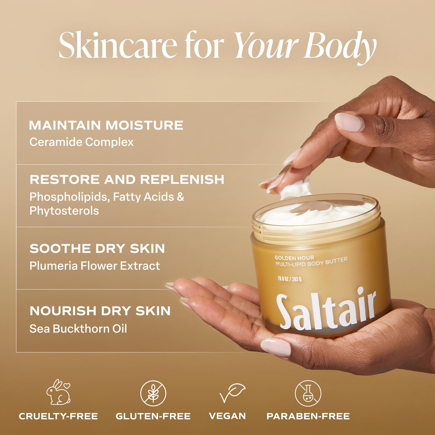 Saltair Multi-Lipid Body Butter - Ultra Hydrating & Nourishing Moisturizer for Dry Skin | Deep Repair & Long-Lasting Hydration | Perfect for Winter Care & Daily Body Lotion