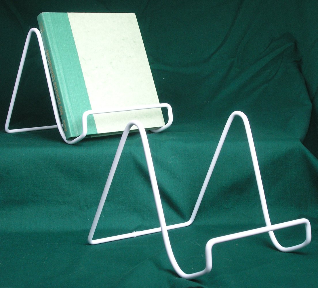 BANBERRY DESIGNS White Wire Easel Plate Display Holder - Set of 2 - 6 Inch Sturdy Metal Stands for Artwork, Photos, and Decorative Plates - Perfect for Home, Office, and Gallery Displays