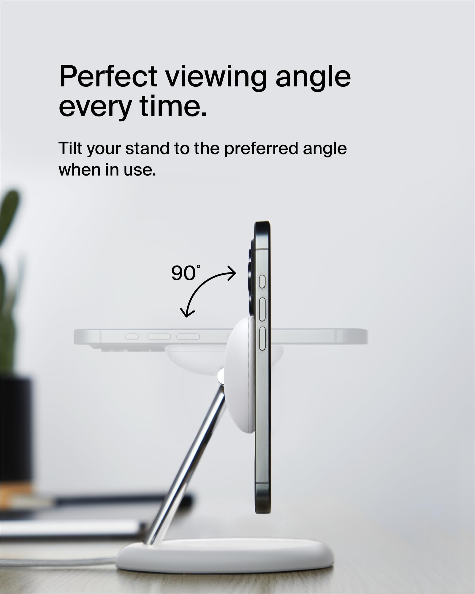 Belkin MagSafe-Compatible 3-in-1 Wireless Charger Stand 15W Fast Charging Station | Qi2-Certified for iPhone 16, AirPods & Apple Watch | Includes 36W Power Adapter | White | Perfect for Home, Office & Nightstand Charging