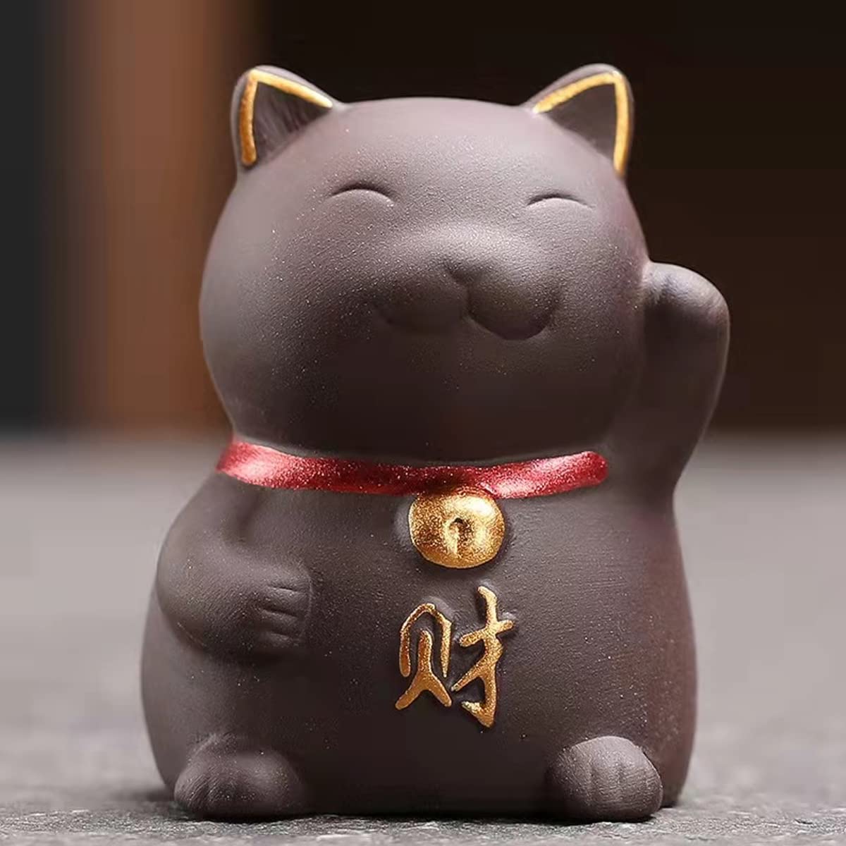 Angry Cat Zisha Tea Pet Figurine - Kung Fu Tea Accessory for Frog Tea Set, Purple Lucky Cat Tea Table Decoration | Perfect Gift for Tea Lovers | Use in Tea Ceremonies, Home Office Decor & Zen Meditation Spaces