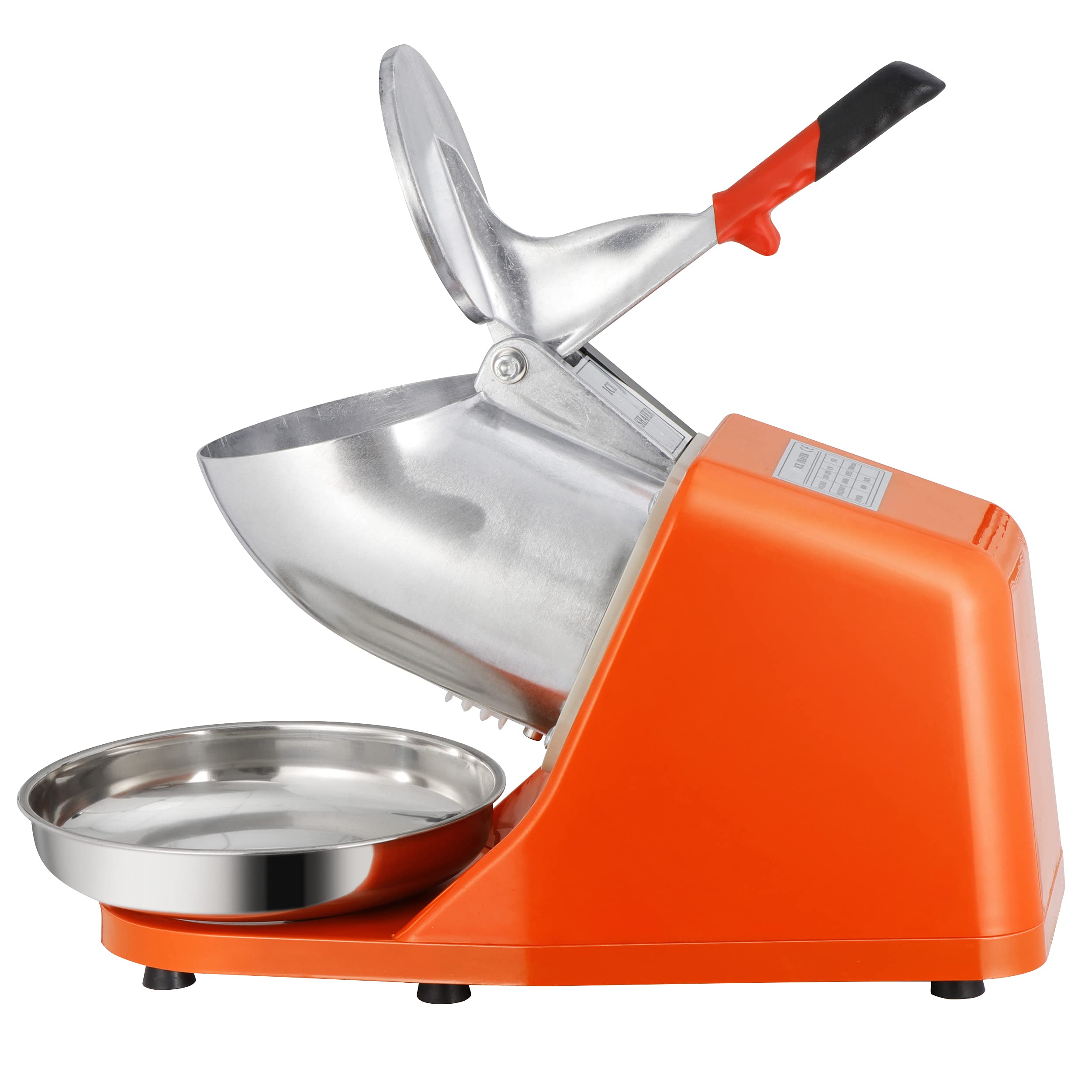 300W Electric Ice Shaver Machine - Commercial Snow Cone Maker & Ice Crusher for Shaved Ice (143 lbs Capacity, Orange) - Perfect for Parties, Events, and Home Use