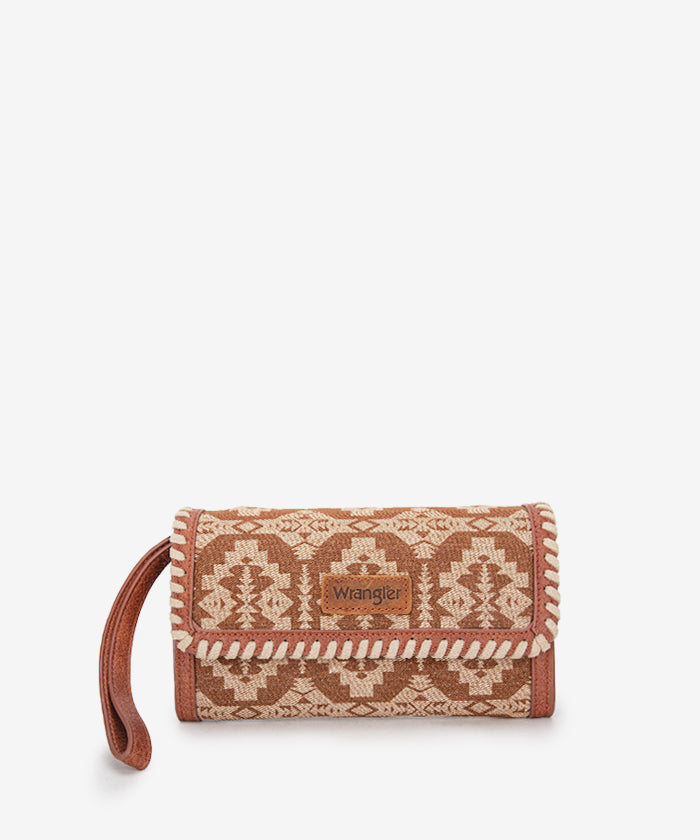 Wrangler All Over Aztec Print Convertible Wallet for Men & Women - Stylish Bifold RFID Blocking Travel Wallet for Everyday Use & Outdoor Adventures