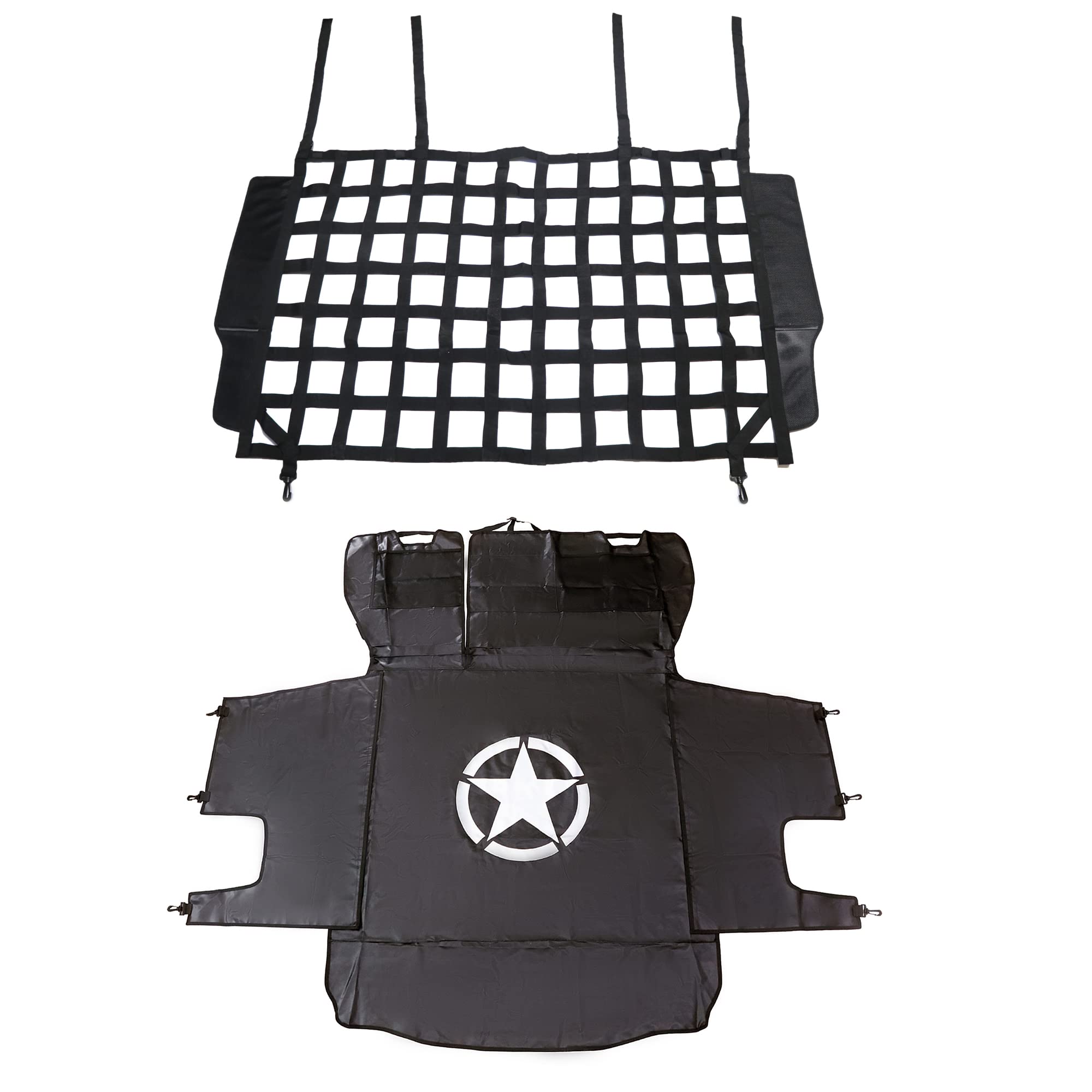 Best Dog Net Barrier & Cargo Liner for Jeep Wrangler JK JL 4-Door (2007-2022) - Pet Safety Car Accessories for Travel & Outdoor Adventures
