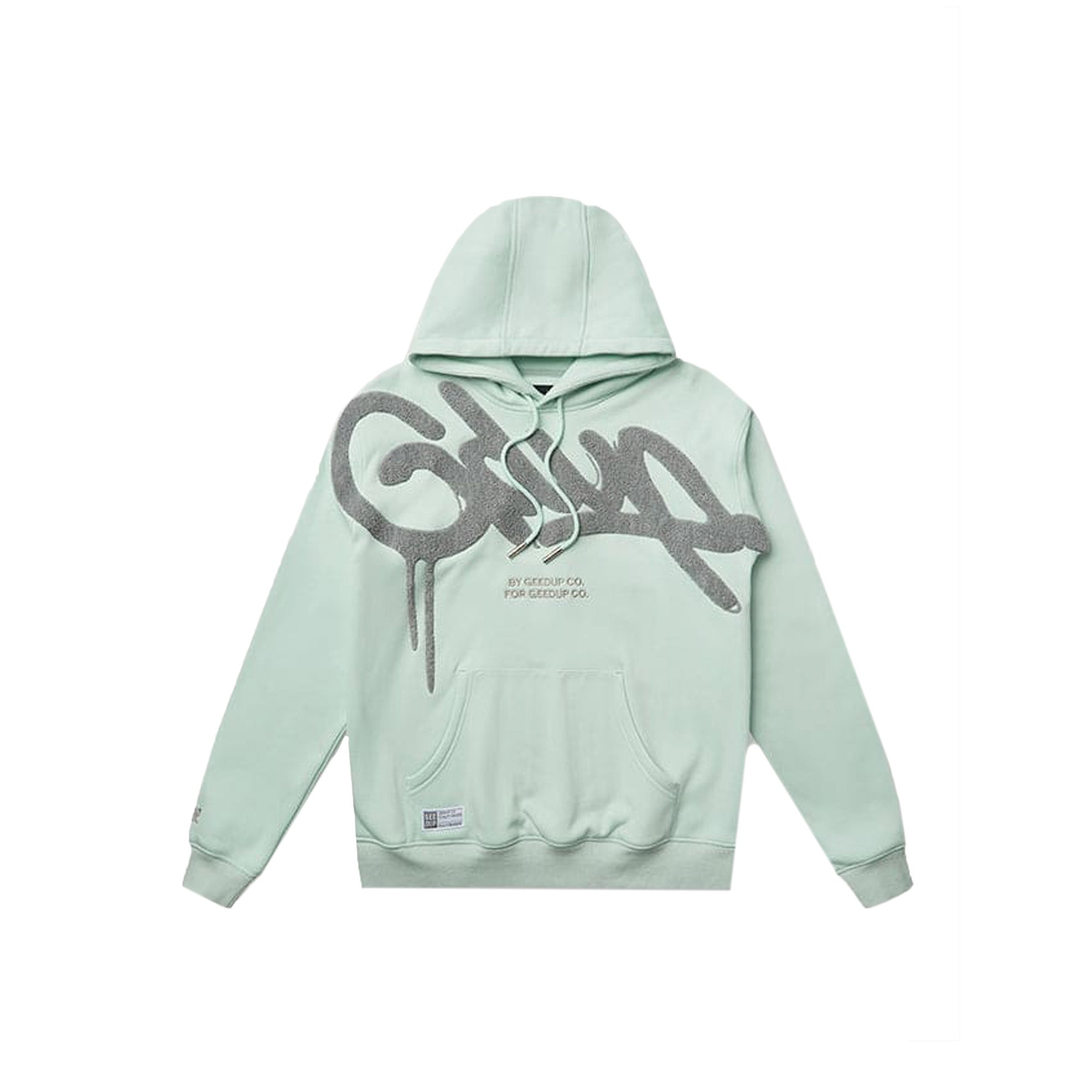 Geedup Handstyle Cropped Hoodie for Women - Teal & Grey Pullover Sweatshirt | Streetwear Fashion | Gym, Lounge & Casual Wear (2025 Collection)
