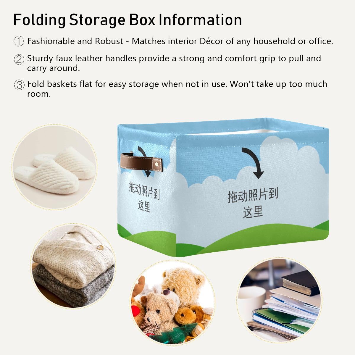 Square Storage Basket Set of 2 - Canvas Storage Bins & Organizers for Closet, Shelf, Home & Office - Perfect for Bedroom, Bathroom, and Kids Room Organization