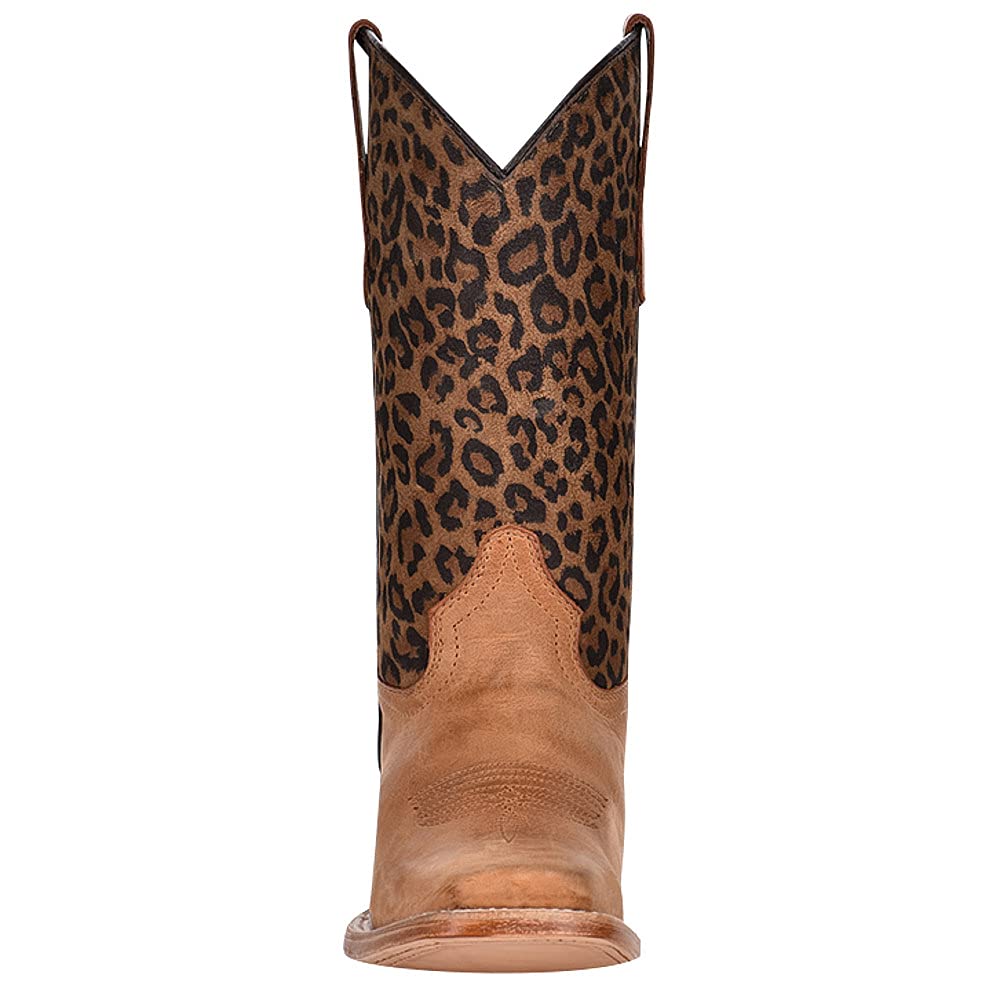 Circle G Boys J7104 Western Boots - Honey Leopard Print Square Toe Cowboy Boots for Kids 2.5