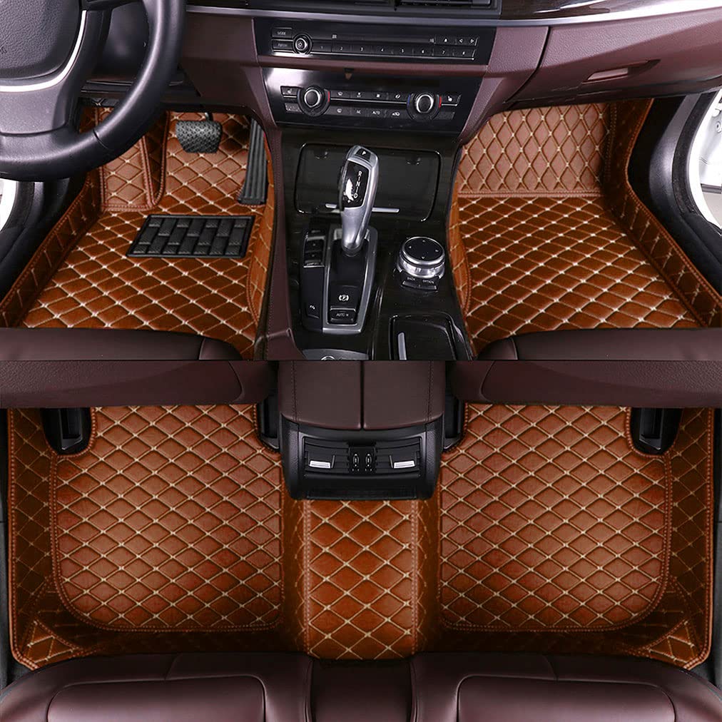 Premium Leather Car Floor Mats for Audi A8L 2018-2022 (4-Seat) - All-Weather Protection Luxury Liners - Brown - Durable & Easy to Clean - Perfect for Daily Commutes, Road Trips, Business Travel & Family Vacations - Great for Office Professionals and Long-Distance Drivers - Ideal for Business Meetings, School Runs, and Weekend Getaways