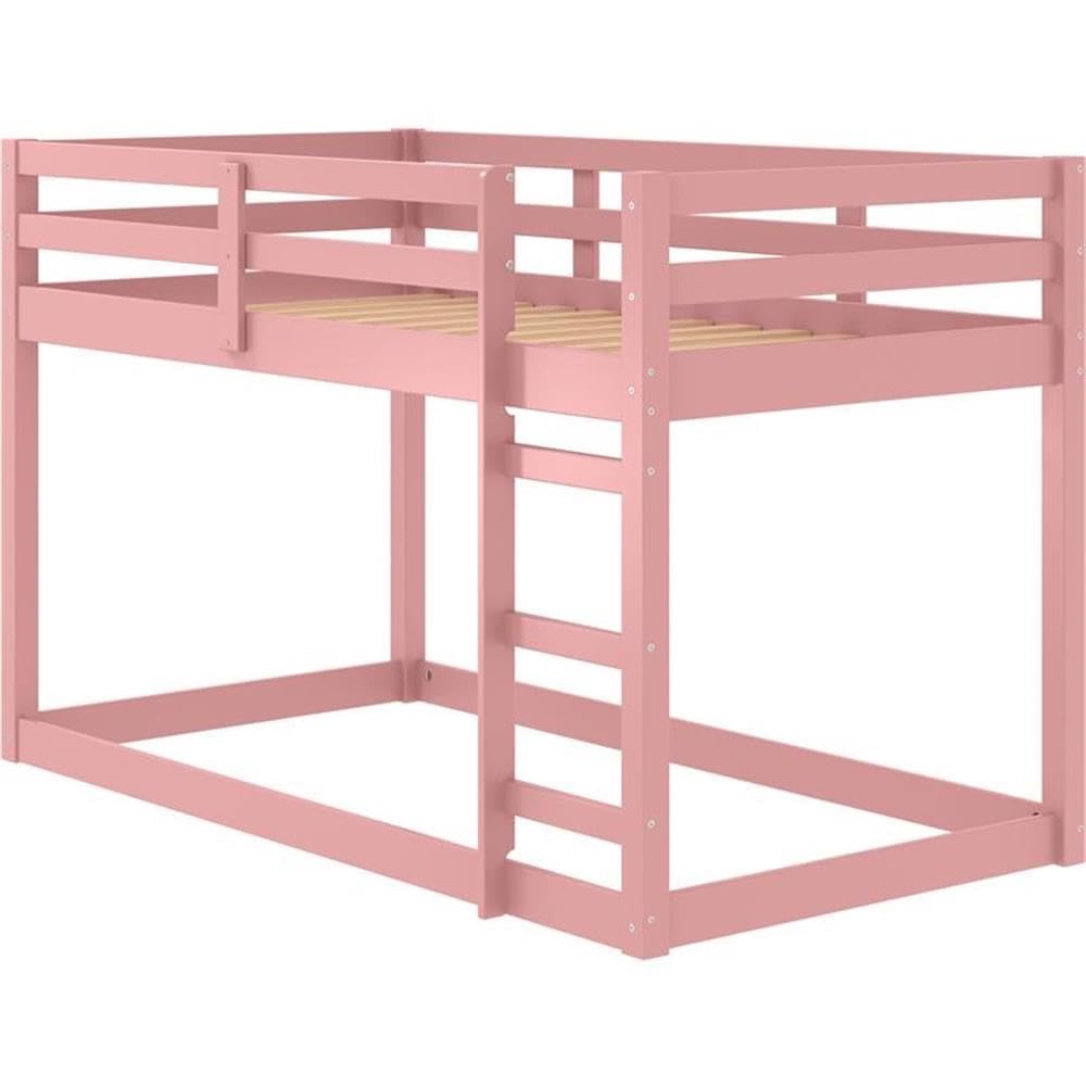 Acme Gaston II Twin Loft Bed with Pink Finish - Space-Saving Kids Bedroom Furniture for Small Rooms, Dorms & Apartments