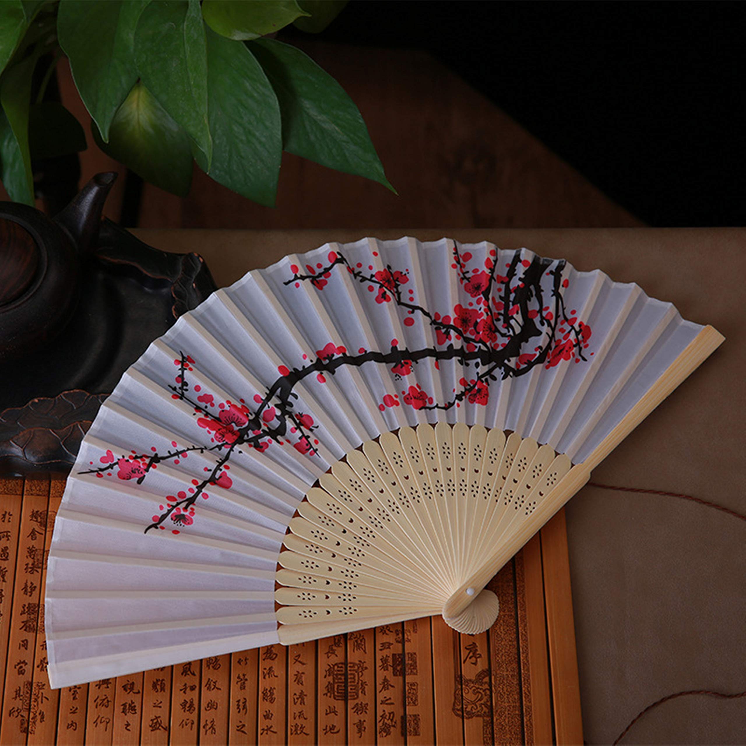 Elegant Cherry Blossom Silk Folding Hand Fan - Wedding Favors, Party Gifts for Women, DIY Decoration for Church Events & Music Festivals | Perfect for Bridal Showers, Asian-Themed Weddings & Summer Outdoor Celebrations
