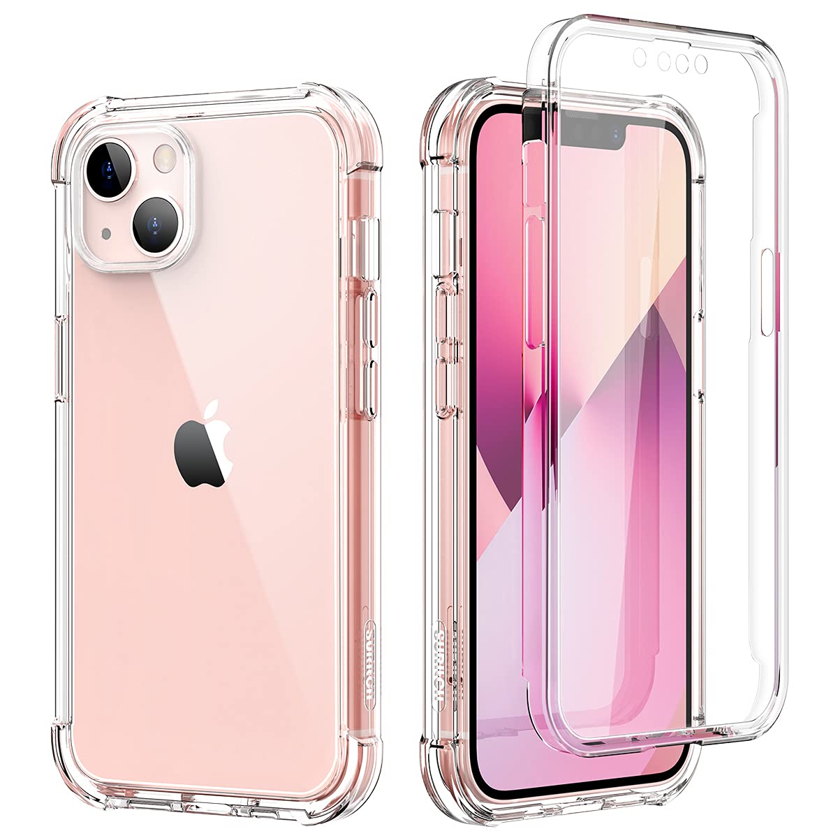 SURITCH iPhone 13 Clear Case with Built-in Screen Protector | Full Body Protection Hard Shell & Soft TPU Bumper | Shockproof Rugged Cover for iPhone 13 6.1 Inch | Perfect for Outdoor Activities, Work & Daily Use