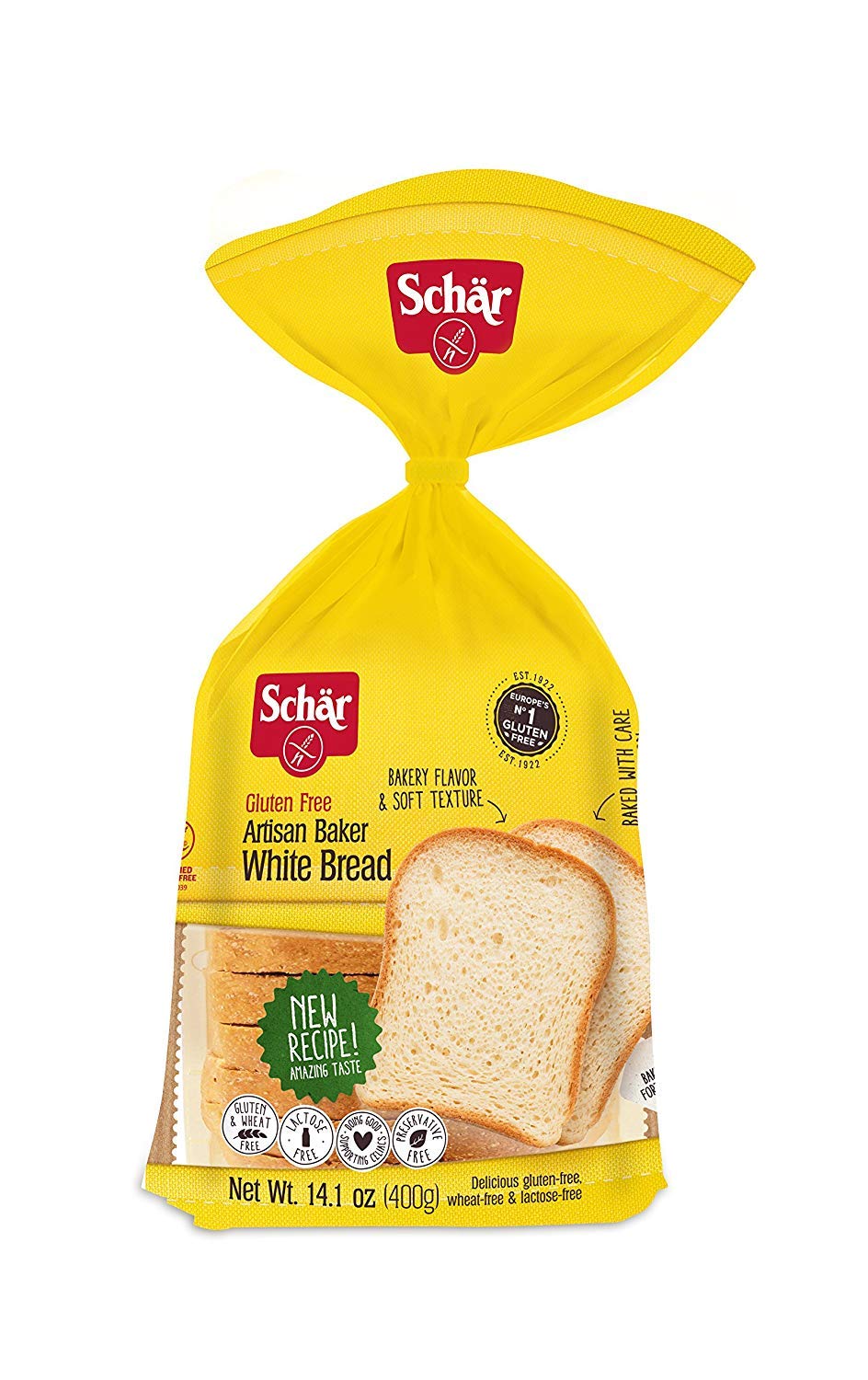 Schar Gluten-Free Artisan White Bread Loaf - 14.1 oz (Pack of 2) | Keto Friendly, Low Carb | Perfect for Sandwiches, Toast & French Toast