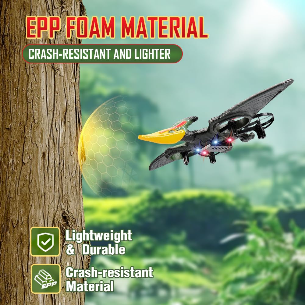 **Pterodactyl Dinosaur RC Drone for Kids & Adults - Easy to Fly Remote Control Dragon Toy Plane, Beginner-Friendly Hobby Aircraft - Perfect Birthday Gift for Boys & Girls (Indoor/Outdoor Play, STEM Learning, Party Favors)**