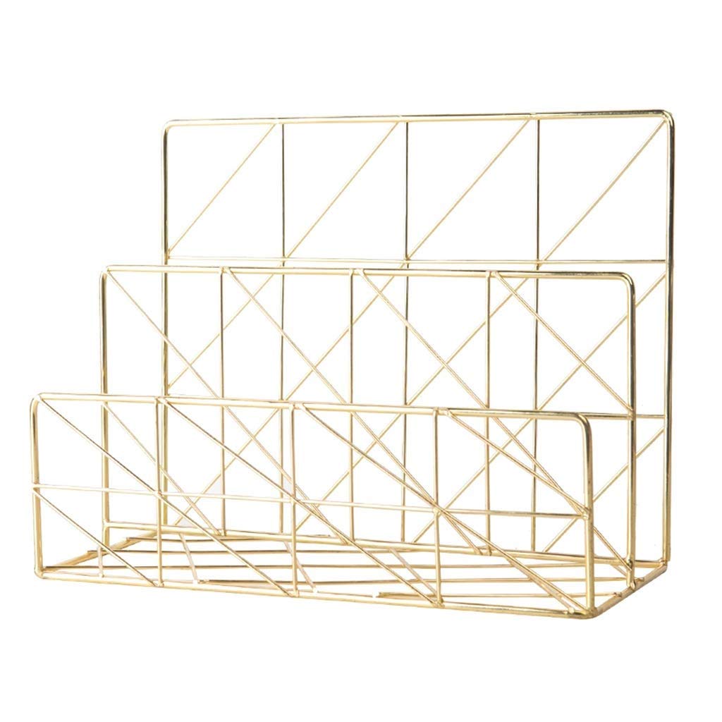 3-Slot Metal Magazine Rack & Book Holder - Desktop File Organizer for Home Office Decor | Space-Saving Storage Solution for Books, Records, and Documents - Perfect for Living Room, Study, and Workspace Organization