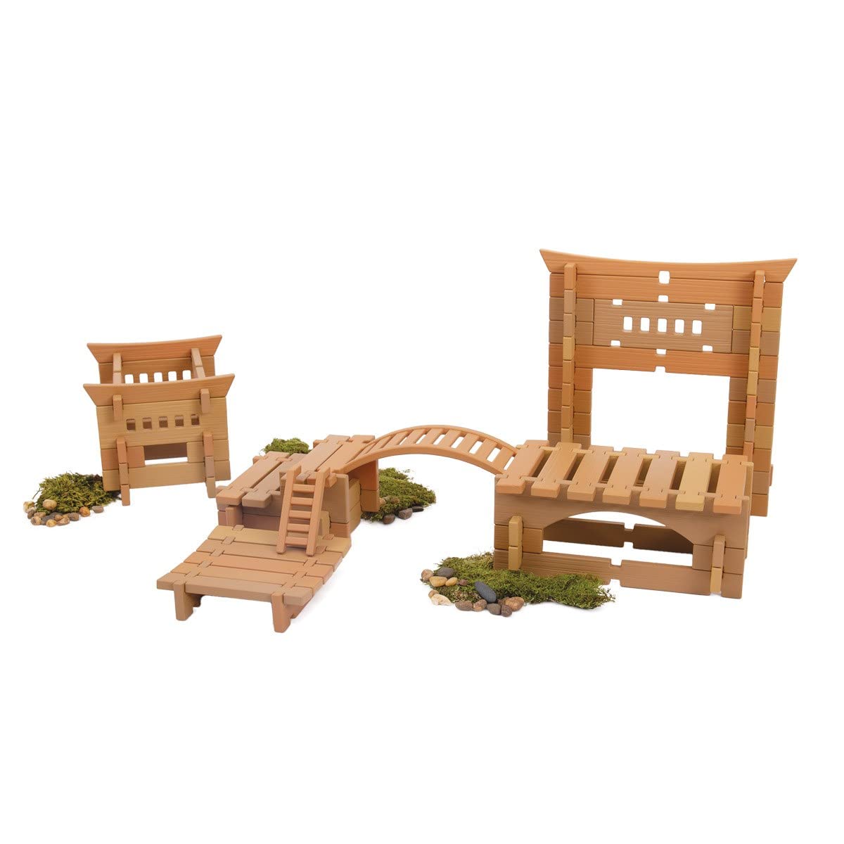Guidecraft Tabletop Notch Blocks - 132 Piece Wooden Building Blocks Set for Kids, STEM Educational Toys, Creative Construction Play - Perfect for Preschool Learning & Classroom Activities