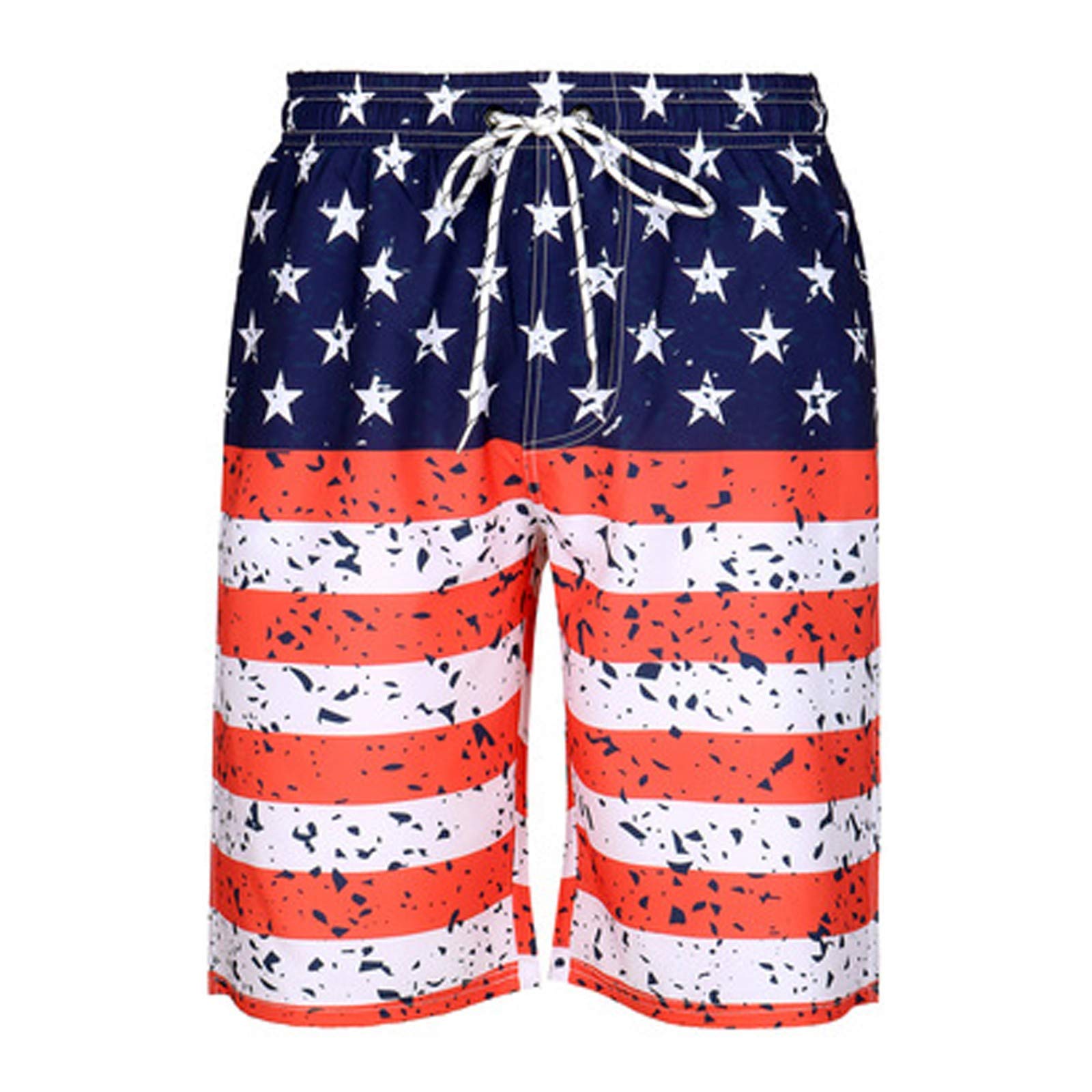 American Flag Print Swim Trunks for Men & Women - Patriotic Beach Shorts for Independence Day & Summer Vacations